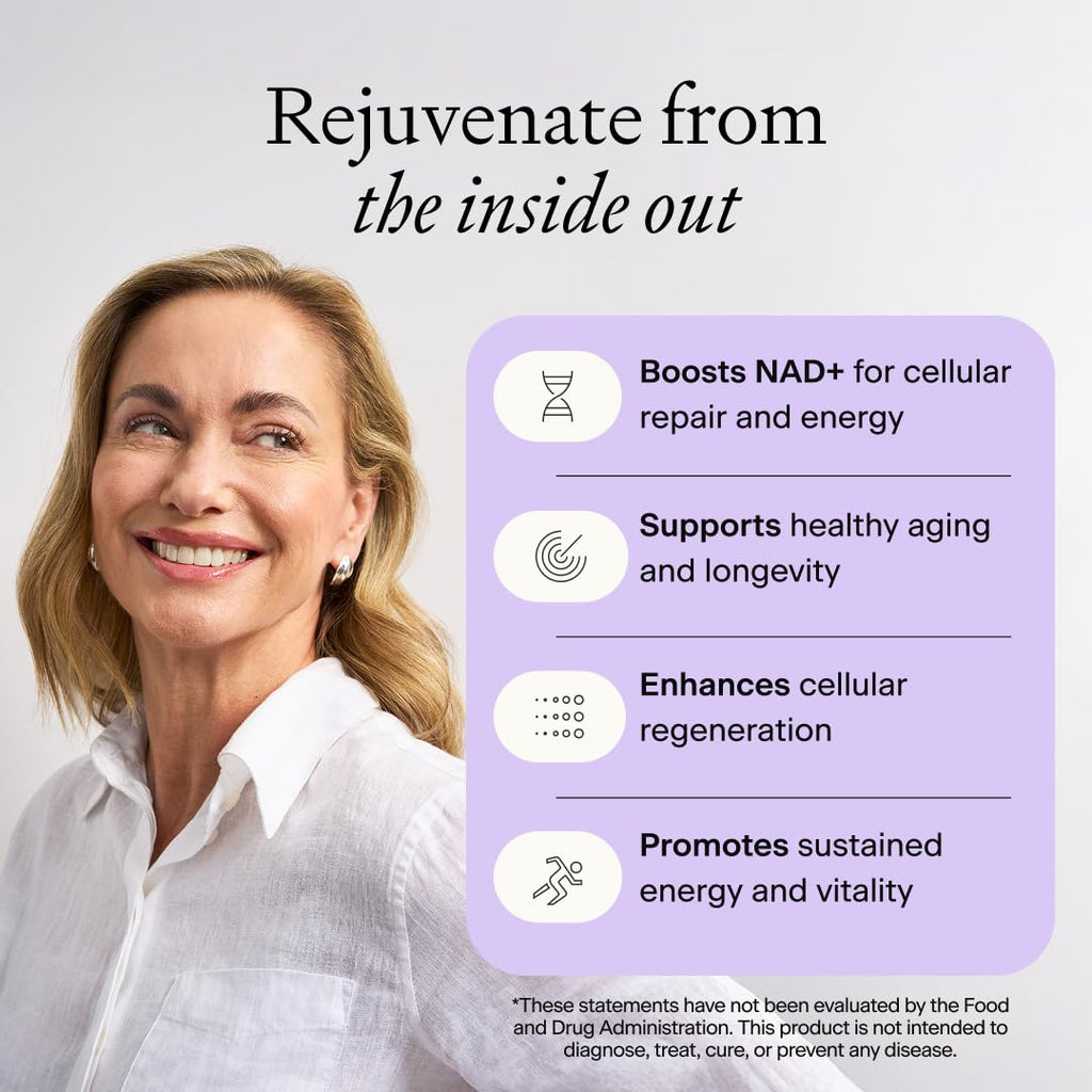 OMRE Nicotinamide Riboside + Resveratrol NAD Supplement Supports Aging, Energy & Cell Regeneration, 98% Pure 500mg NR & 500mg Micronized Resveratrol, 60 Capsules