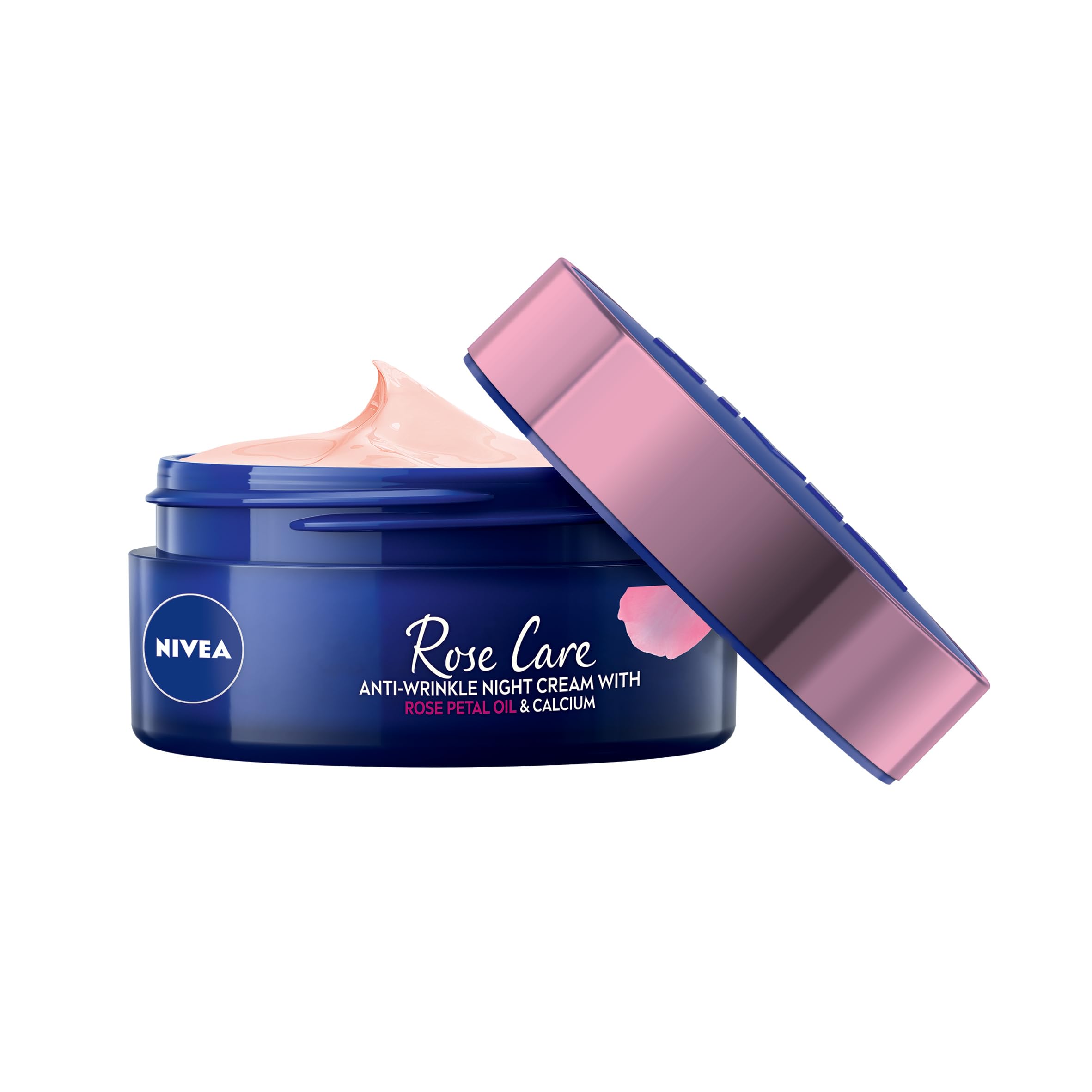 NIVEA Rose Care Anti-Wrinkle Night Cream (50ml), Anti-Wrinkle Face Cream with Nourishing and Skin Firming Properties Made with Rose Petal Oil, Calcium, and Creatine