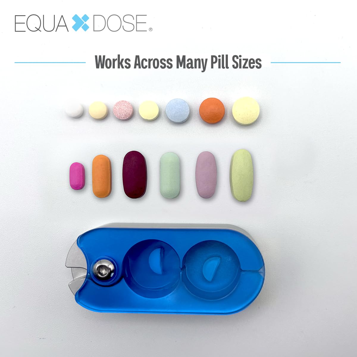 EQUADOSE Pill Splitter with Premium and Durable Aluminum Blades, Blue