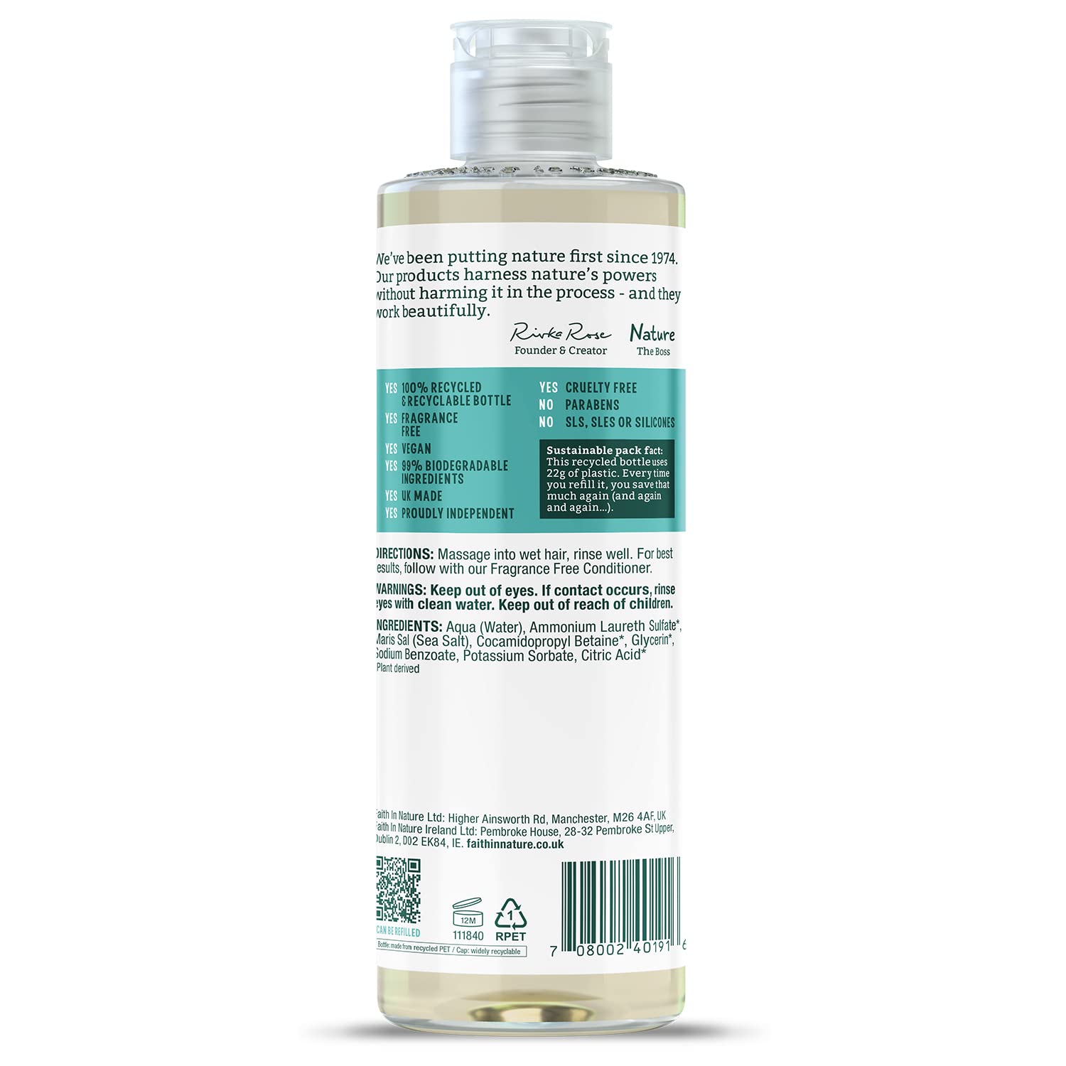 Faith in Nature Natural Fragrance Free Shampoo 13.5floz