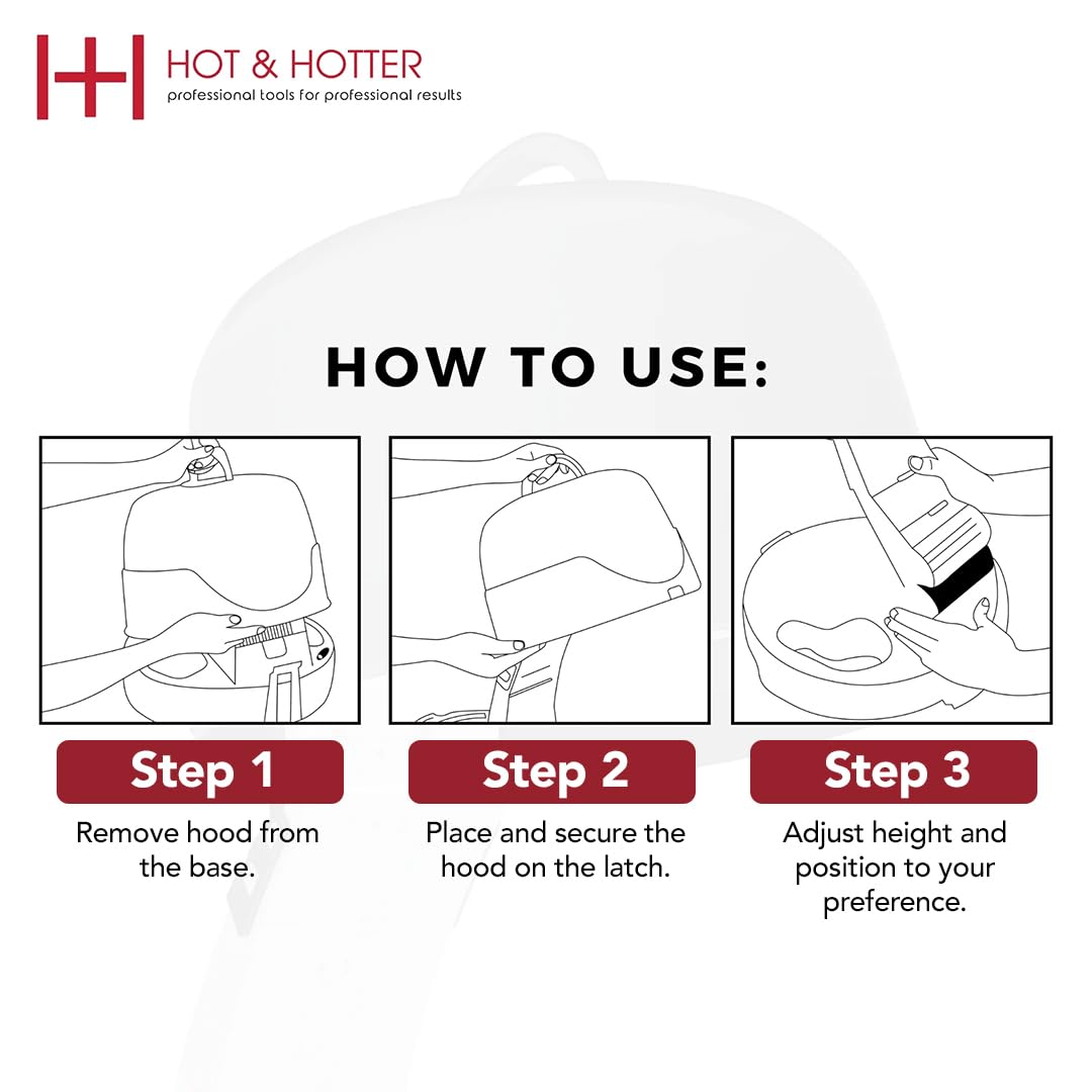 Annie Hot & Hotter Super Large Ceramic Ionic Hood Dryer – Professional Salon Hair Dryer with Adjustable Height, 3 Heat & Speed Settings, Portable Hooded Dryer for Rollers, Deep Conditioning & Styling