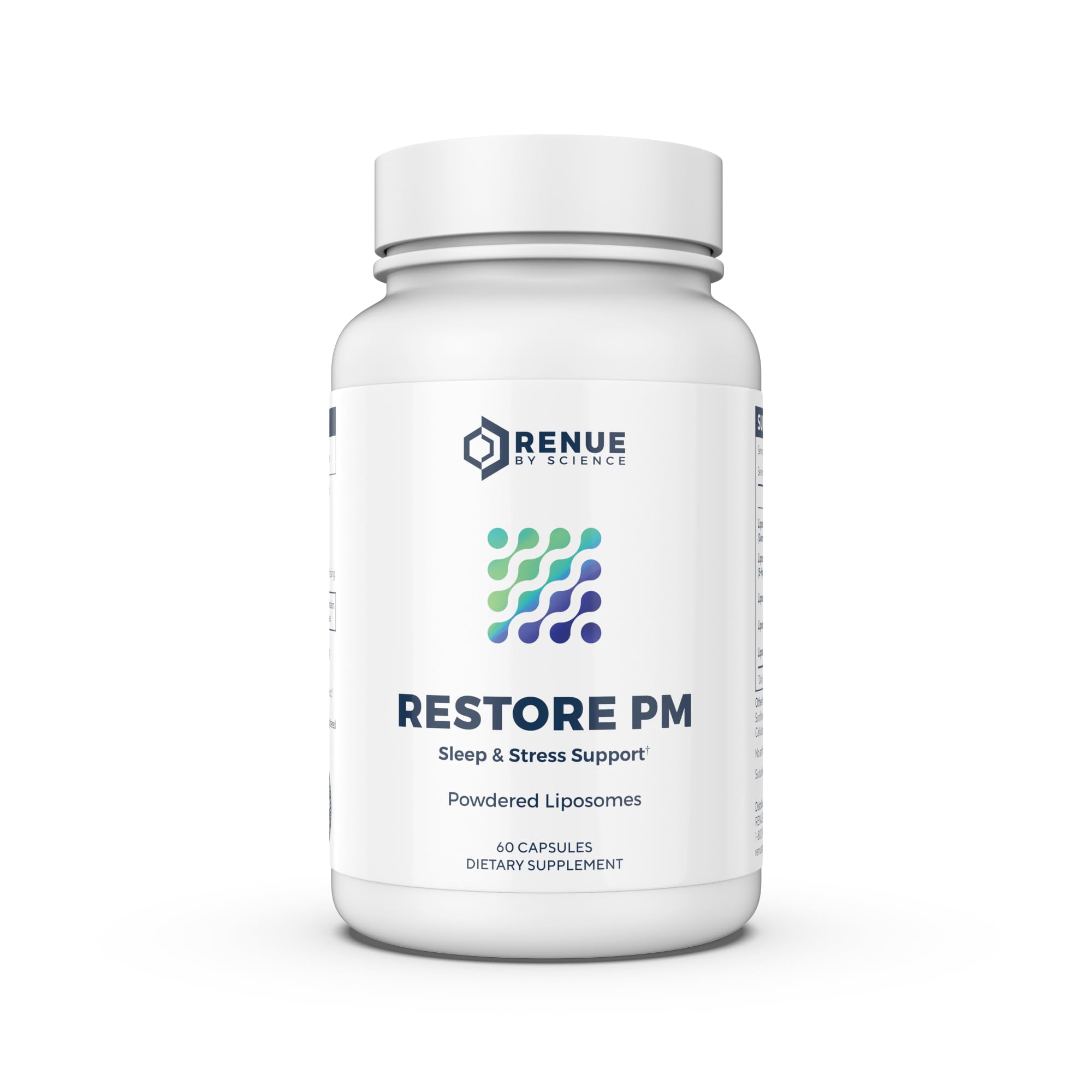 Renue By Science Restore PM | Liposomal Melatonin GABA Supplements | 60 Capsules with Melatonin (1mg) 5HTP (100mg) Glutathione (65mg) Apigenin (75mg) GABA (150mg) - Non-GMO | Made in the USA