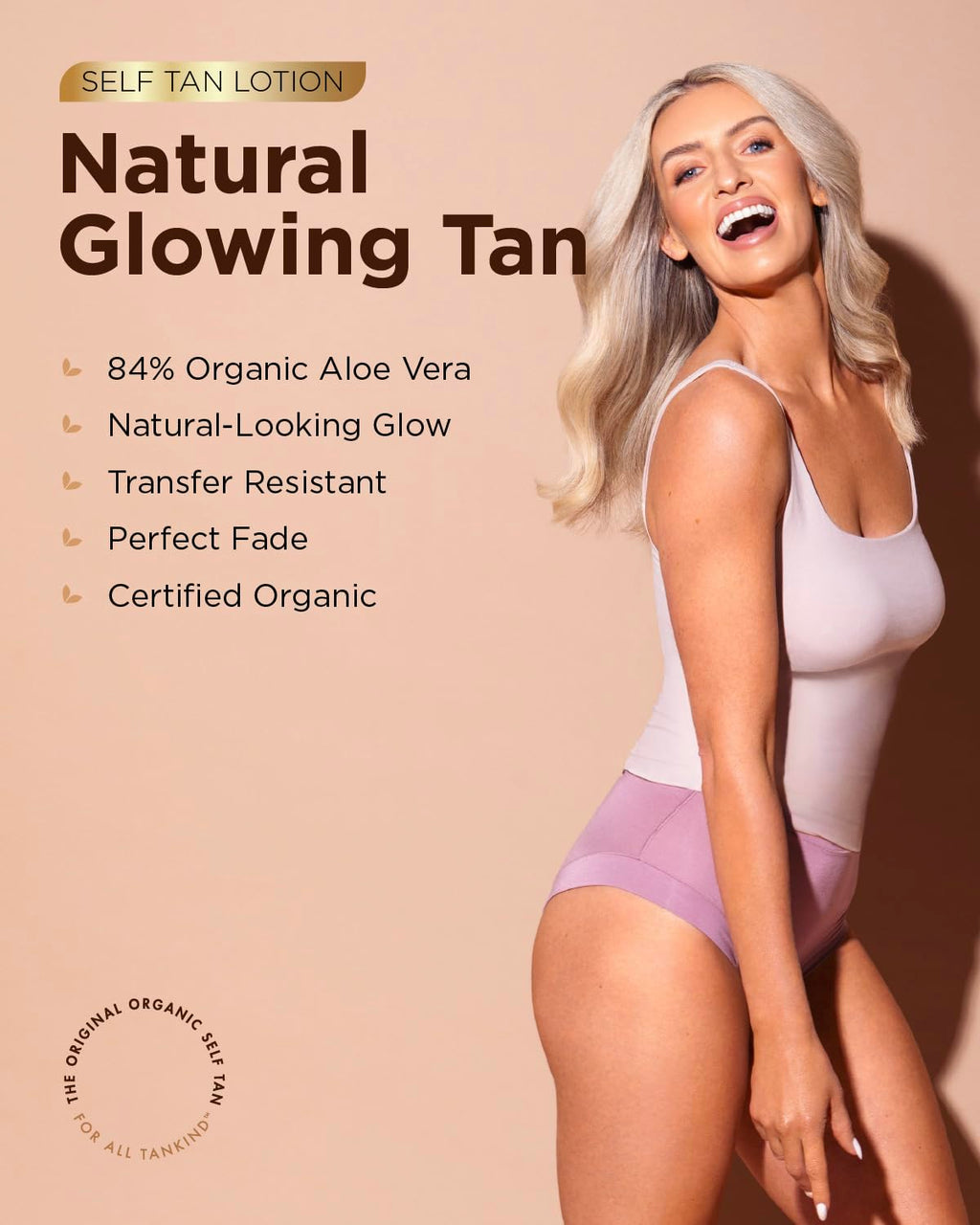 TanOrganic Self Tanning Lotion 100ml | Natural Organic Self Tanner for Face & Body | Natural-Looking Tan with Argan Oil | No Orange Tint, Streak-Free & Transfer-Resistant