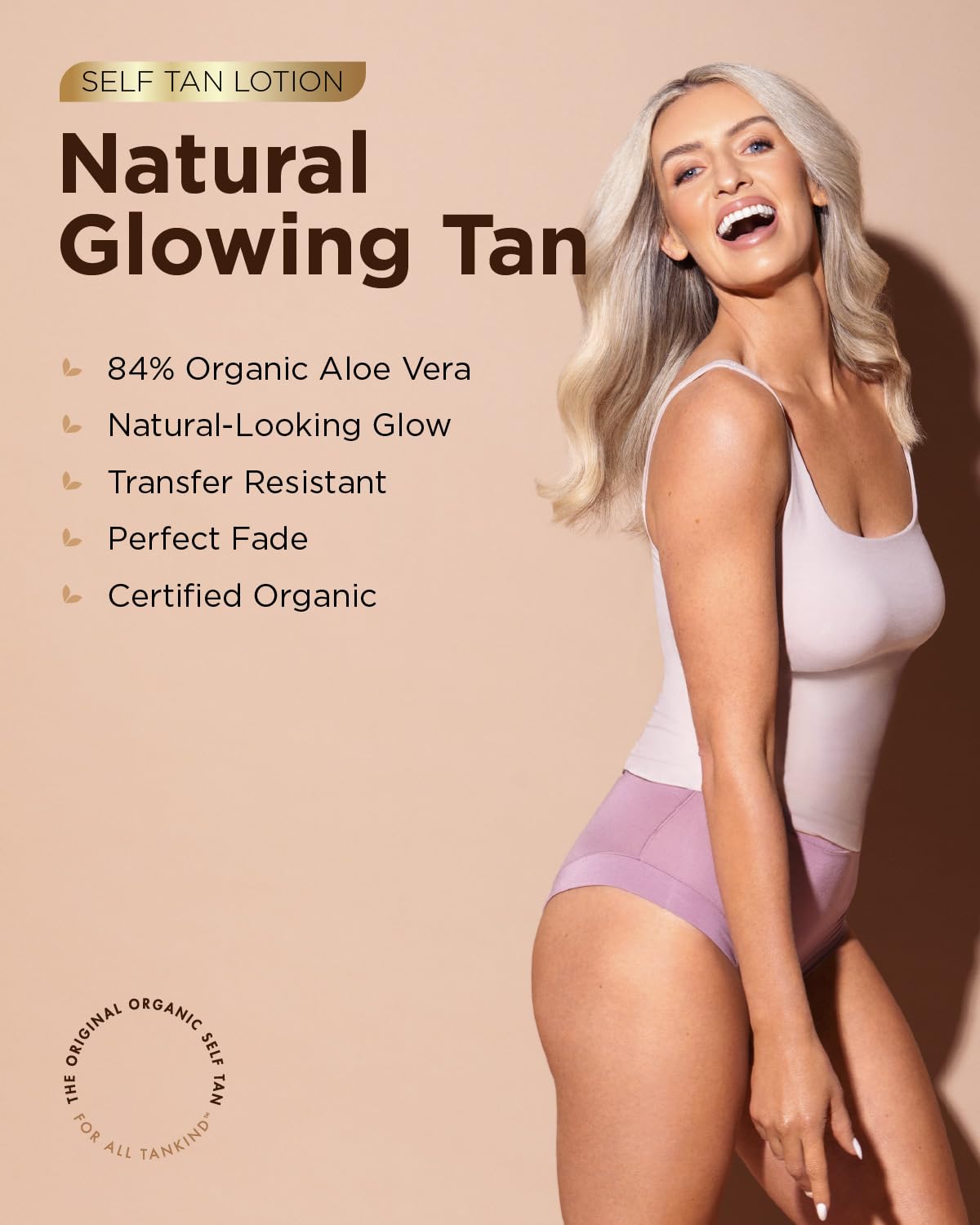 TanOrganic Self Tanning Lotion 100ml | Natural Organic Self Tanner for Face & Body | Natural-Looking Tan with Argan Oil | No Orange Tint, Streak-Free & Transfer-Resistant