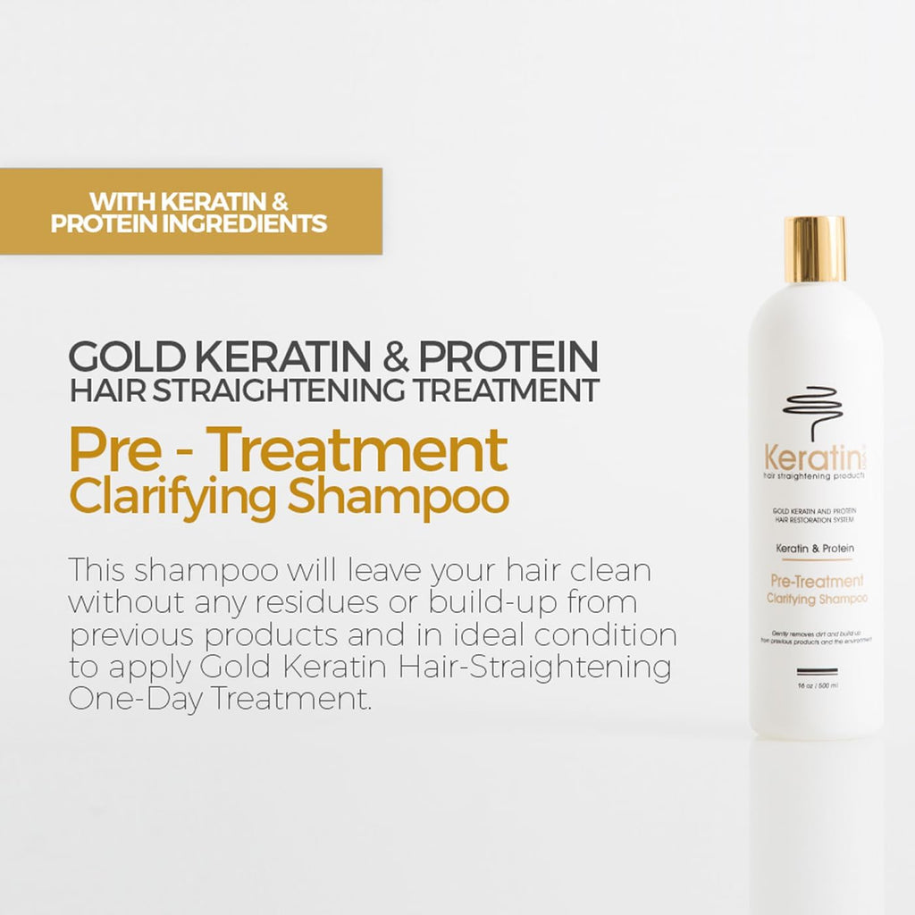 Gold Keratin Hair Straightening Duo: One-Day Treatment 16oz and FREE Activator 8oz