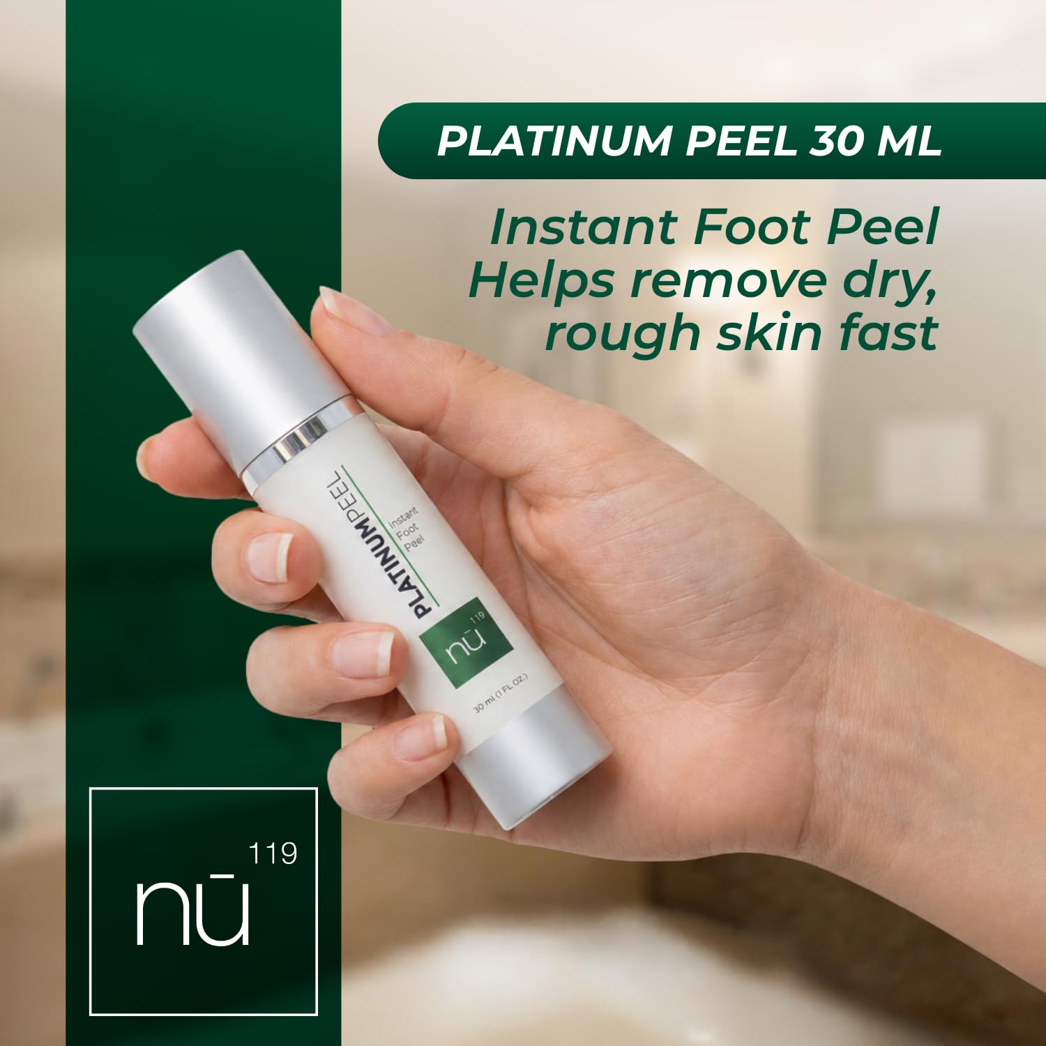 nu119 Platinum Instant Foot Peeling Spray – Professional-Grade Exfoliating Foot Peel for Dry, Cracked & Rough Skin – Callus & Dead Skin Remover – Fast-Acting Spray with Luxury Foot File