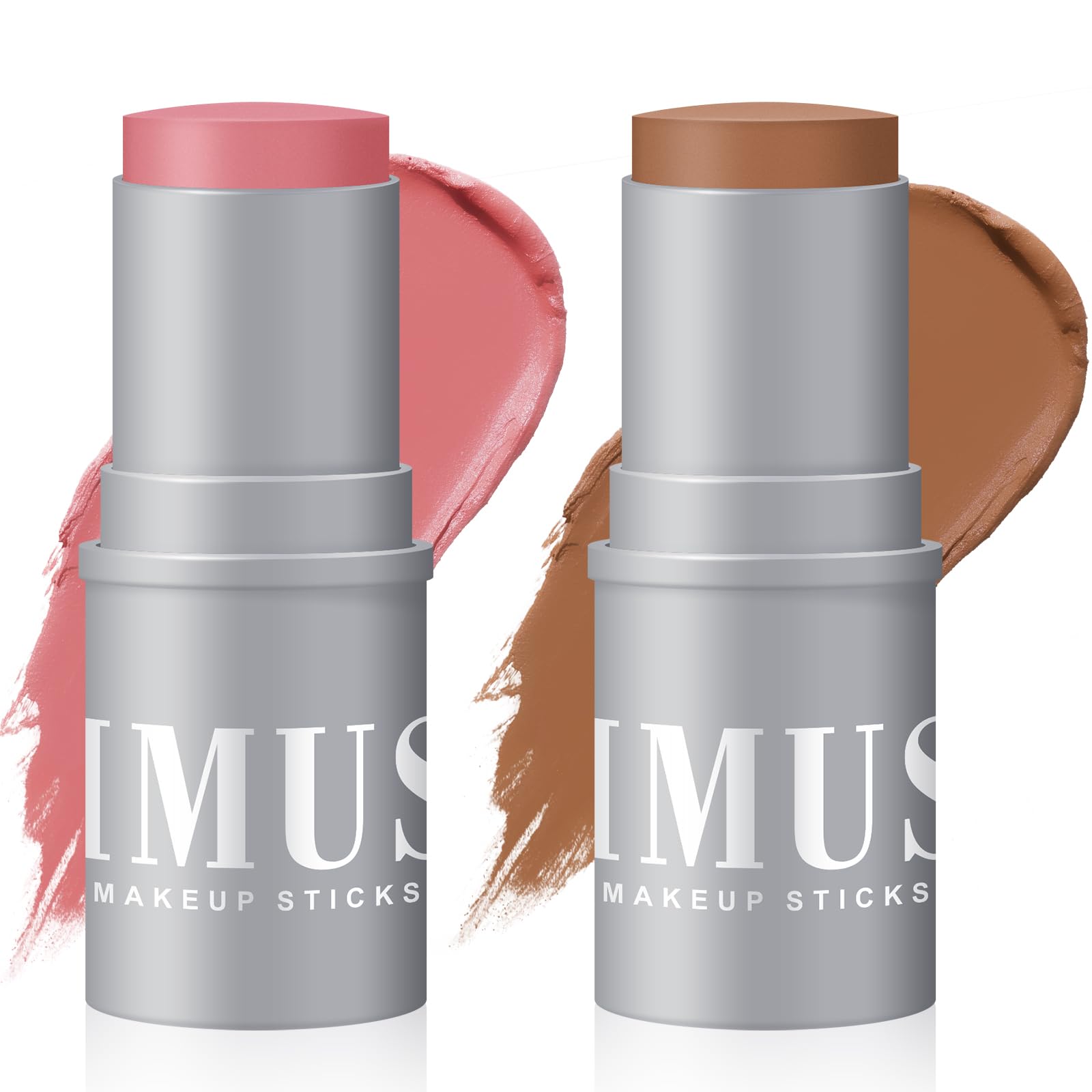 KIMUSE Cream Contour Stick Duo, Cream Blush Stick, Bronzer Shaping Stick, Creamy Highly Pigmented, Long Lasting, Vegan Face Make Up Sticks