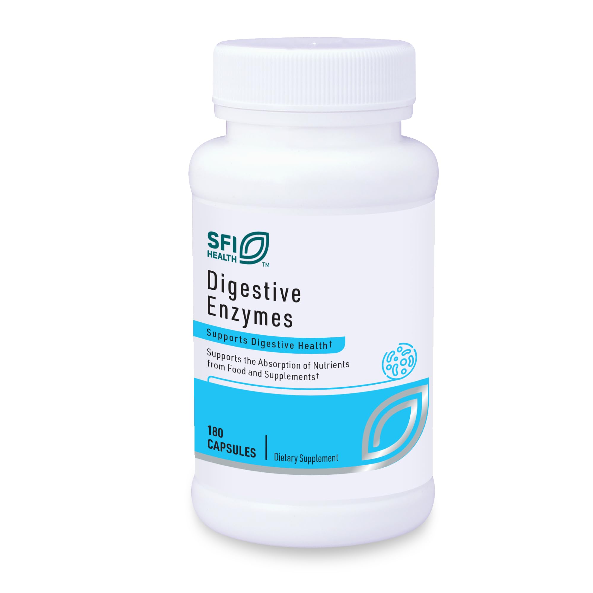 Klaire Labs SFI Health Digestive Enzymes - Gut Health Supplements with Lipase, Amylase & Protease Enzymes for Digestion - Aid Nutrient Absorption - Help Occasional GI Discomfort (180 Capsules)