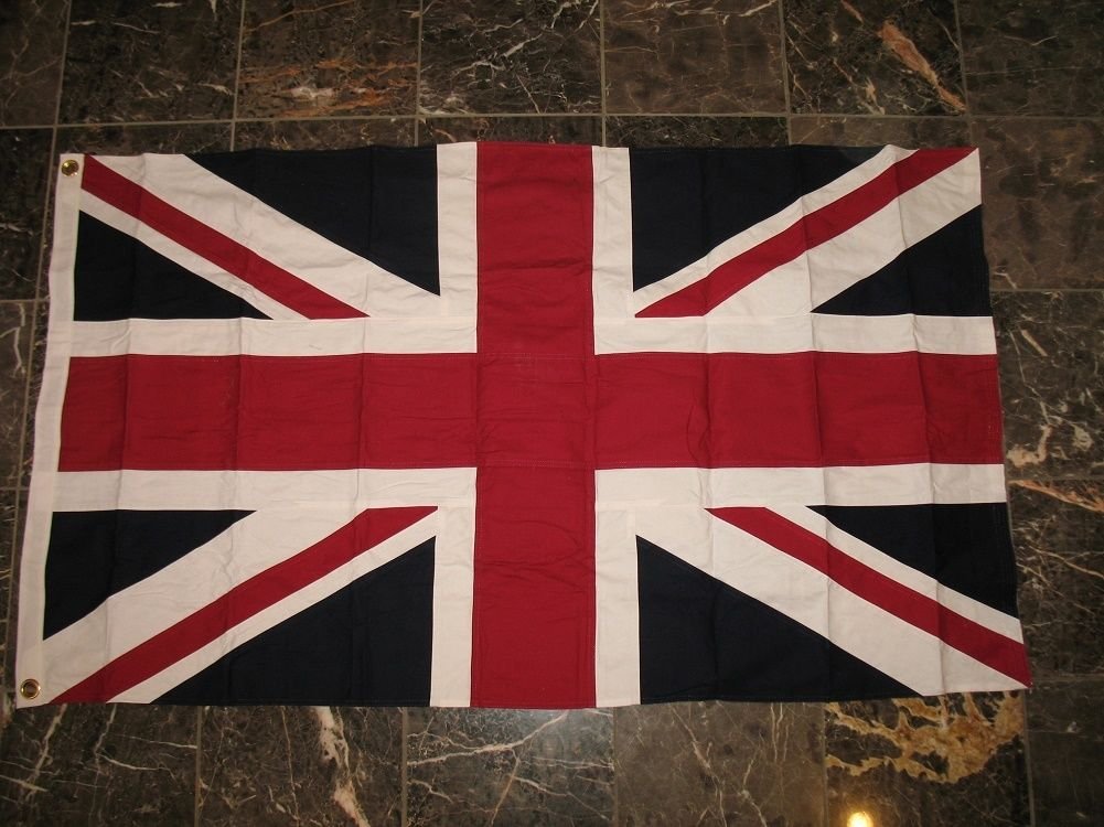 British Union Jack Flag 4 FT X 6 FT 100% Cotton & Embroidered Patch Combo UK Great Britain British Empire …