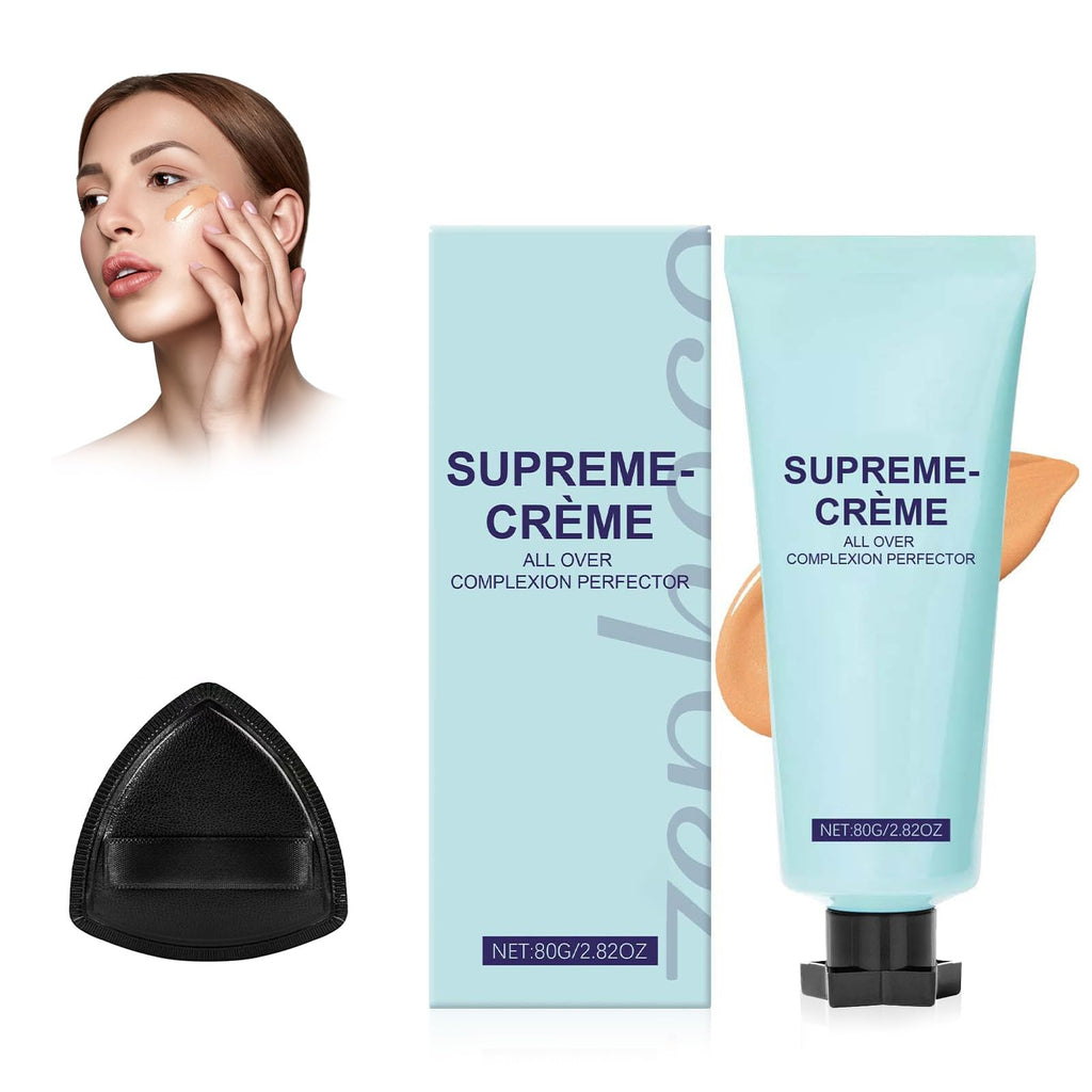 COWANIEE 2 Pcs Supreme Cream All-over Complexion Perfector Set, Waterproof & Transfer-resistant Skin Tint, Long-lasting Supreme Creme