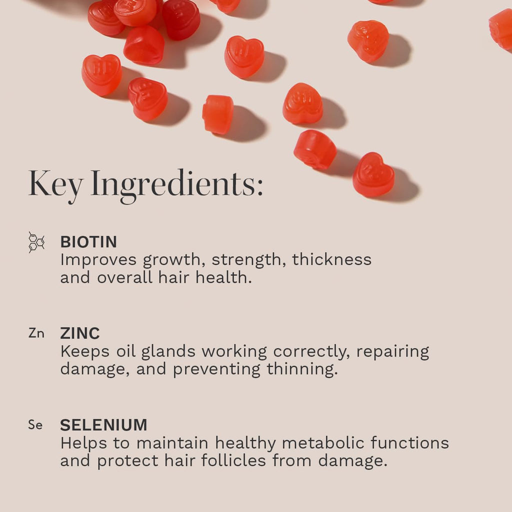 HAIR BURST Hair Growth Biotin Gummies - Daily Vitamins - 30 Day Supply