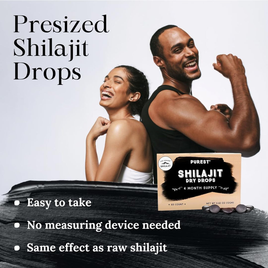 Pure Himalayan Shilajit | 100% Pure Natural Shilajit Grade A Max Potency 85+ Trace Minerals & Fulvic Acid | 3rd Party US Lab Tested | Dry Drops | 24g (120ct)