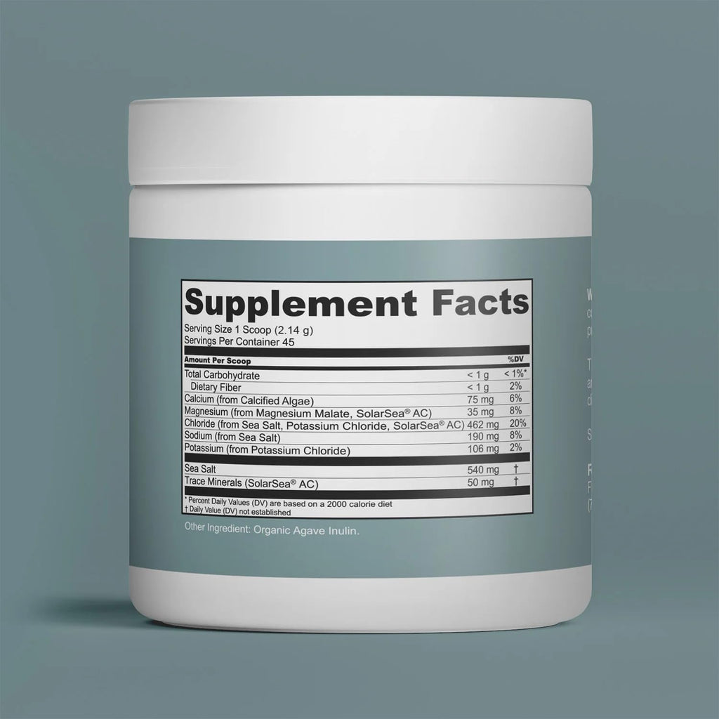 Fringe Electrolyte and Mineral Mix, Pure Ocean Sea Salt for Rehydration, Potassium Chloride, Magnesium Malate for Muscle Tension, Calcium and Trace Minerals for Essentials, Unflavored, 45 Servings