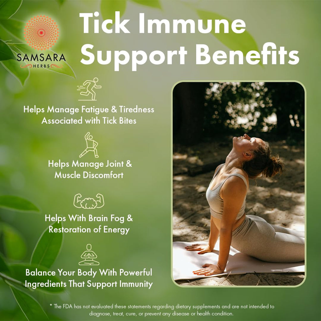 Samsara Herbs Tick Immune Support - Japanese Knotweed, Cats claw, Andrographis, Cryptolepis, Sarsaparilla, Resveratrol, Tick Bite Support 240 Capsules