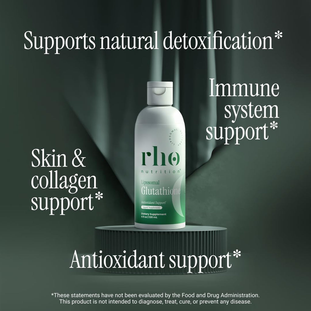 Rho Nutrition Liposomal Glutathione - Ultra High Absorption Liquid Glutathione Supplement - Supports Natural Detoxification, Immune System, Skin Health, Mental Clarity & Overall Well-Being