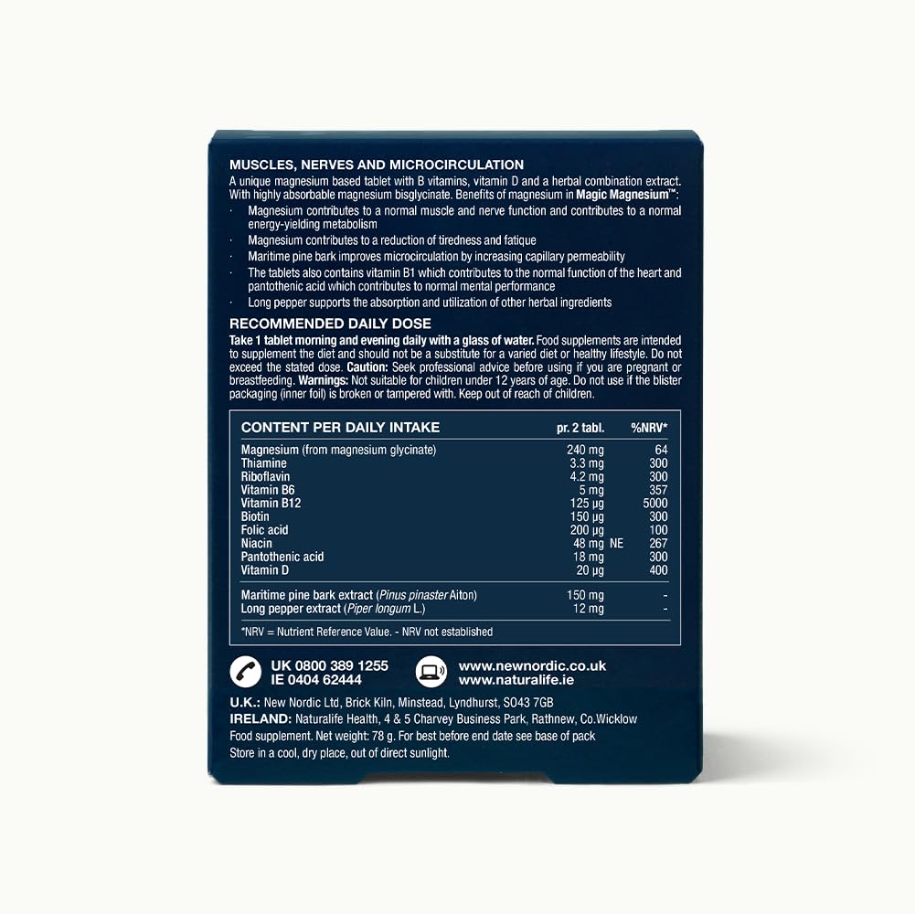 New Nordic Magnesium Glycinate 600mg Sleep Nerve & Electrolyte Balance 60ct