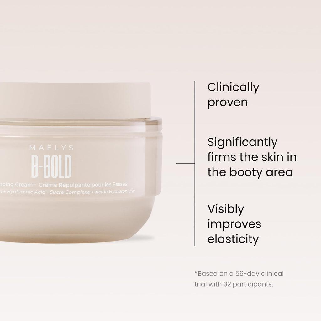 MAËLYS B-BOLD Booty Enhancing Mask - Plumping & Firming Body Cream for Booty Area - Skin Tightening With Hydrating Hyaluronic Acid & Grape Seed Oil (3.38 Fl Oz)