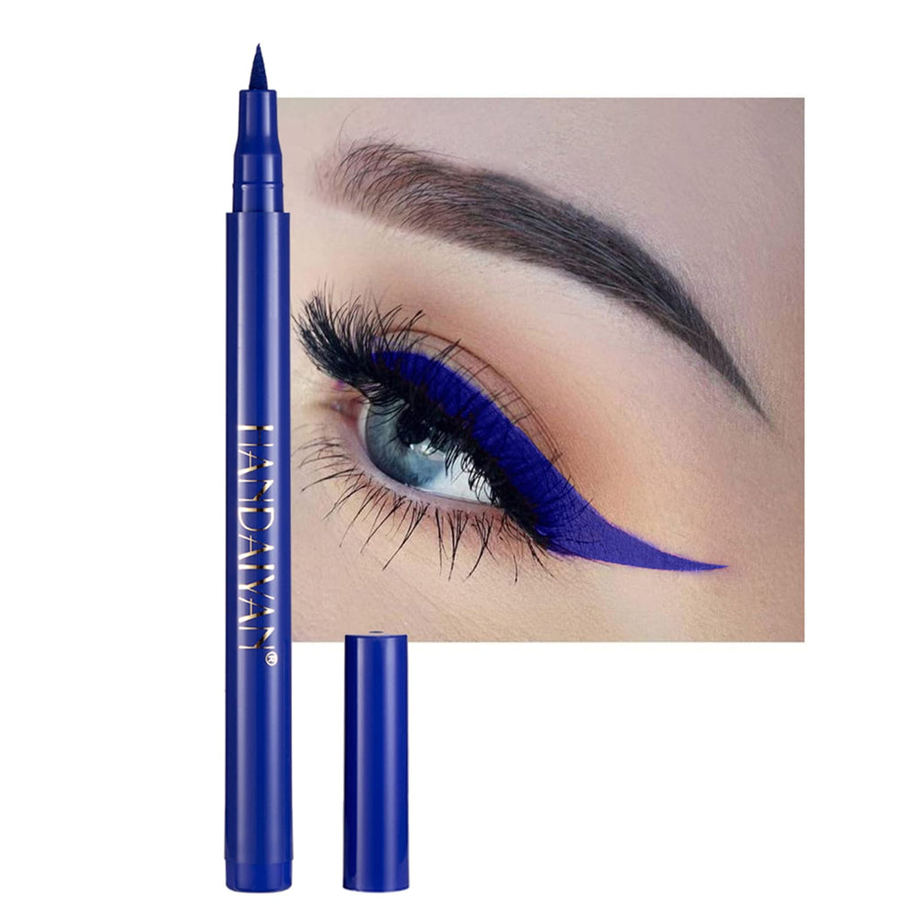 Coloured Eyeliner, Royal-Blue Eyeliner, Waterproof Liquid Eye Liner All Day Long-Lasting Eye Liners, Highly-Pigmented Colourful Liner for Eye Makeup, Black, White(Only Royal-Blue)