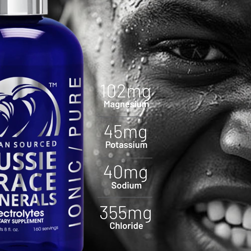 Aussie Trace Minerals - Magnesium Rich, Low Sodium, Complete Electrolyte Drops for Hydration, Energy & Recovery - 8oz / 240ml Liquid Supplement - Vegan, Keto Friendly