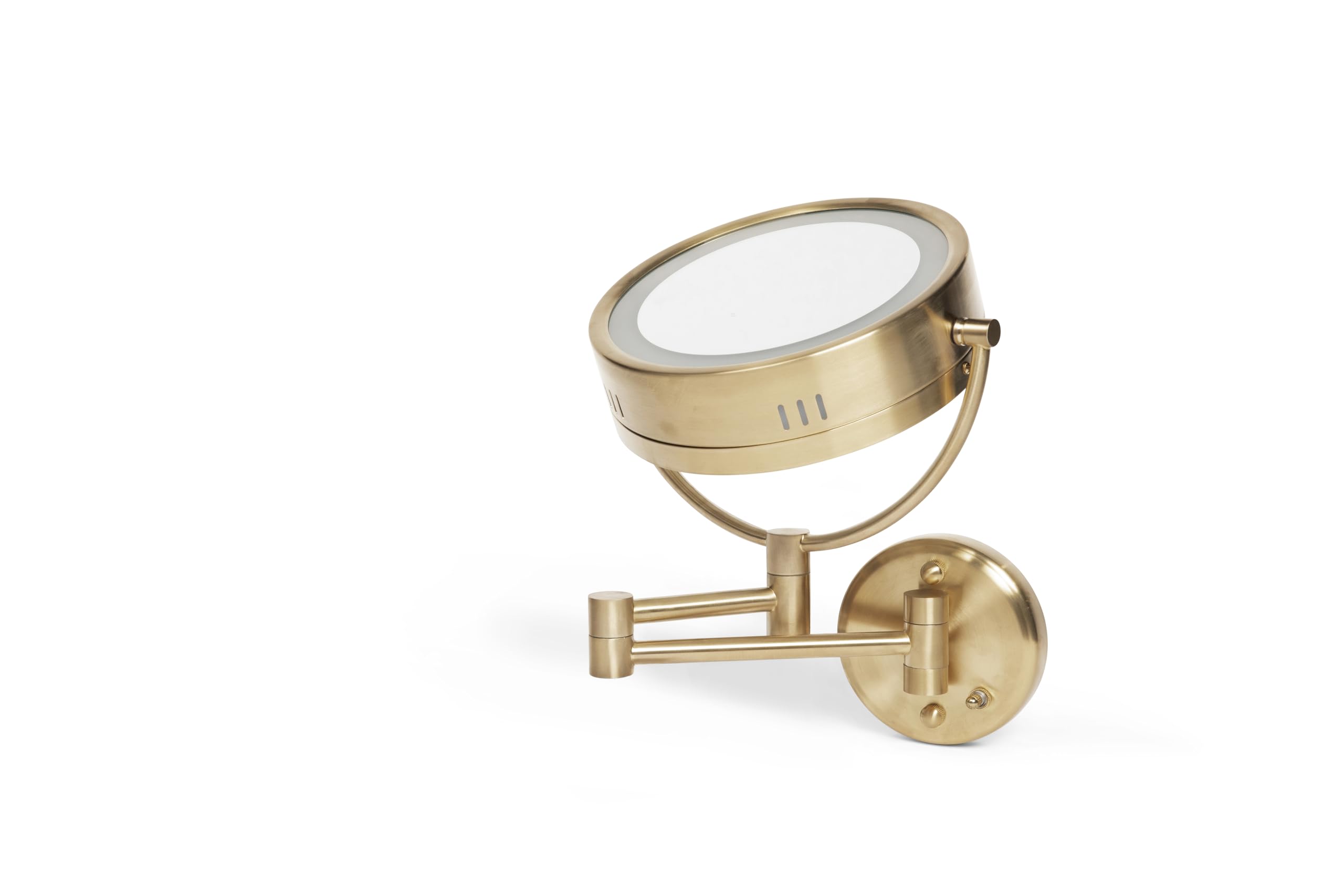 JERDON Wall-Mounted Vanity Mirror with Magnification - Direct Wire Lighted Makeup Mirror - 8X Magnification - Gold Finish, Model HL75BGD