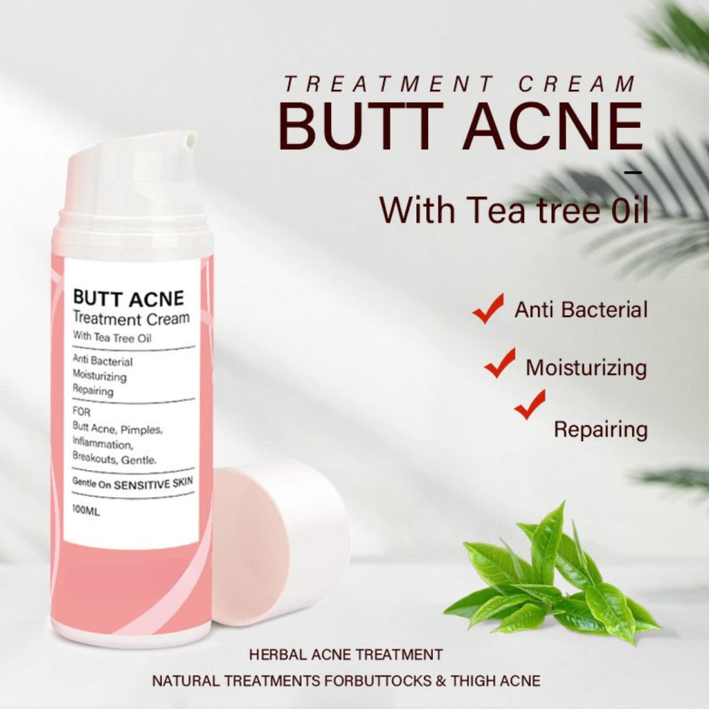 Butt Acne Cream for Women, Butt Acne Clearing with Tea Tree Oil, Body Acne Lotion for Back, Body Moisturiser for Booty Breakouts & Spot, Pimple Cream for Sensitive Skin, Delicate & Smooth