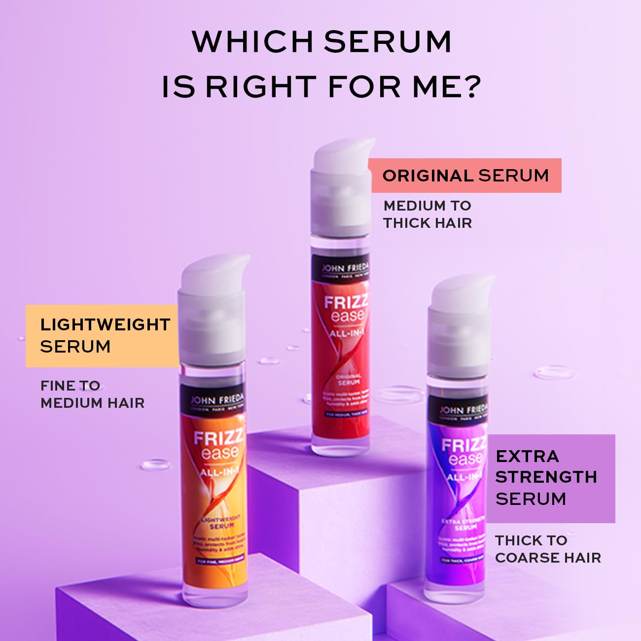 John Frieda Frizz Ease All-in-1 Lightweight Serum 50ml, Light Hair Serum for Fine to Medium Hair