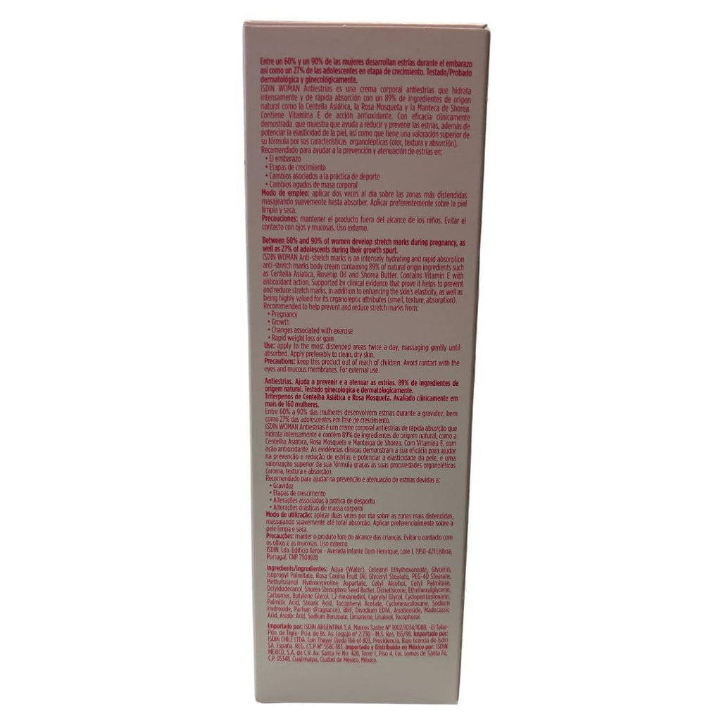 ISDIN WOMAN Anti-stretch marks cream (250ml) | Recommended to help prevent and diminish stretch marks