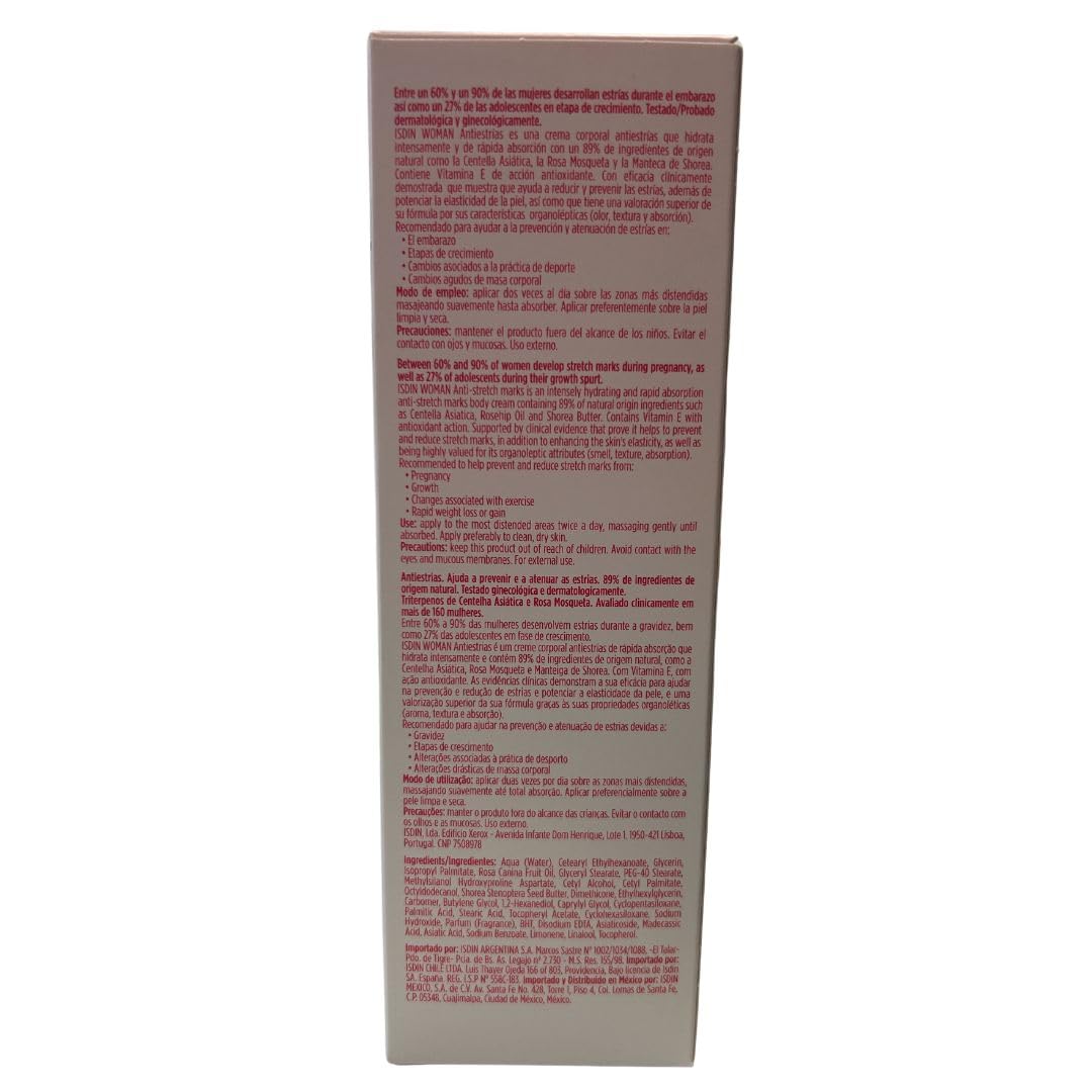 ISDIN WOMAN Anti-stretch marks cream (250ml) | Recommended to help prevent and diminish stretch marks