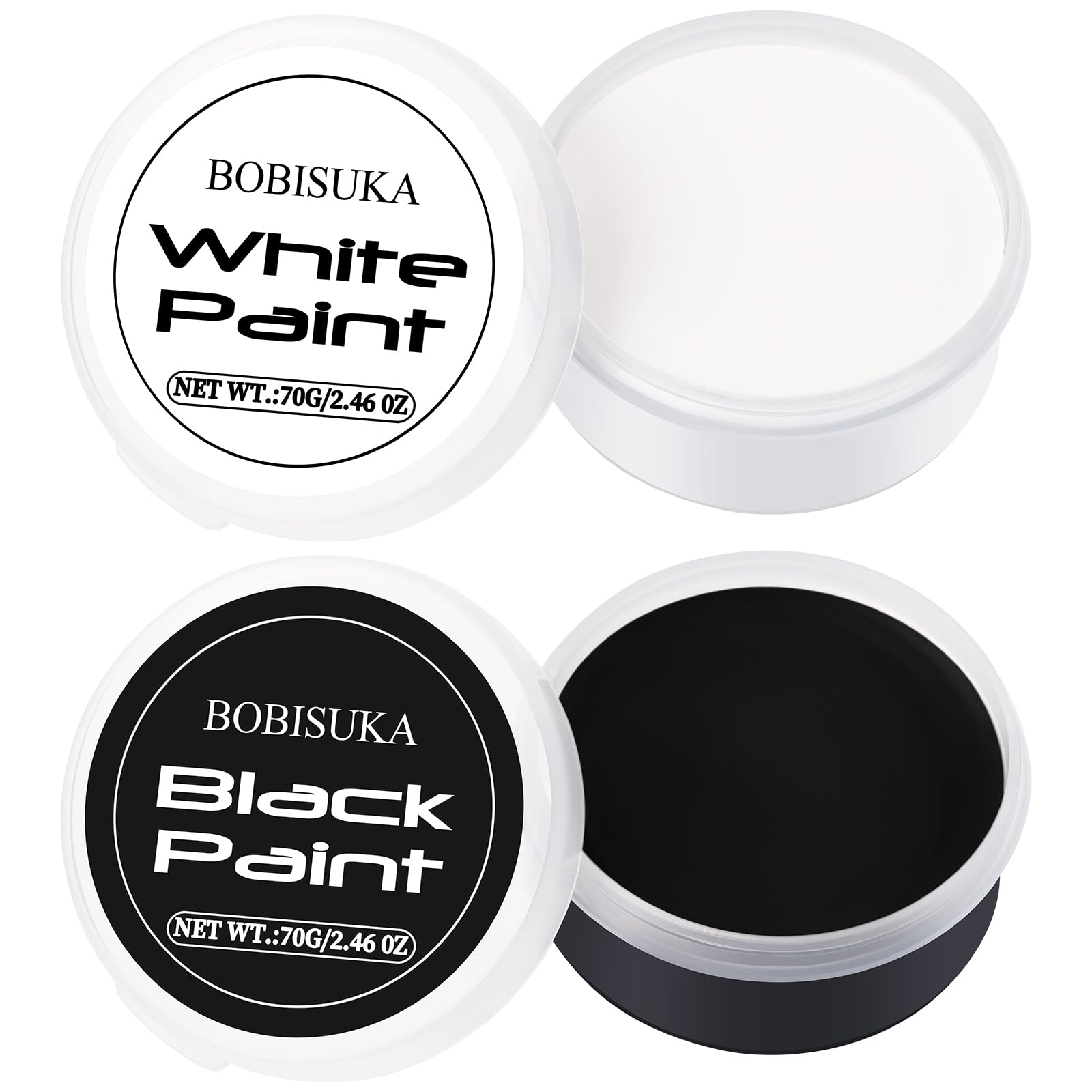 BOBISUKA Black & White Face Body Paint + Setting Powder + 3PCS Brushes Face Painting Kit for Adult Professional Oil Based Facepaint For Halloween Clown Skeleton Vampire Skull Joker Cosplay SFX Makeup