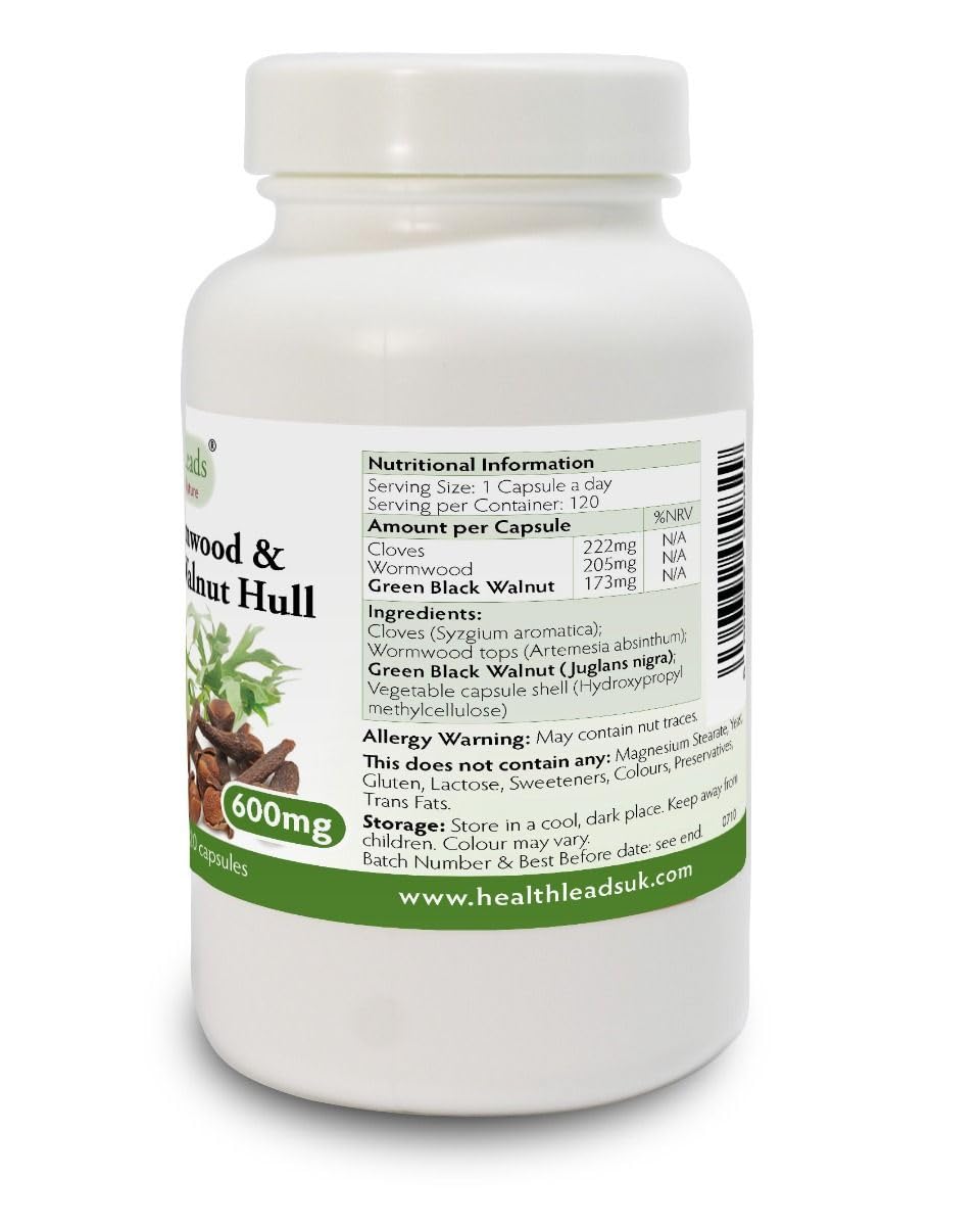 Health Leads Wormwood Black Walnut & Clove 600mg, 120 Caps