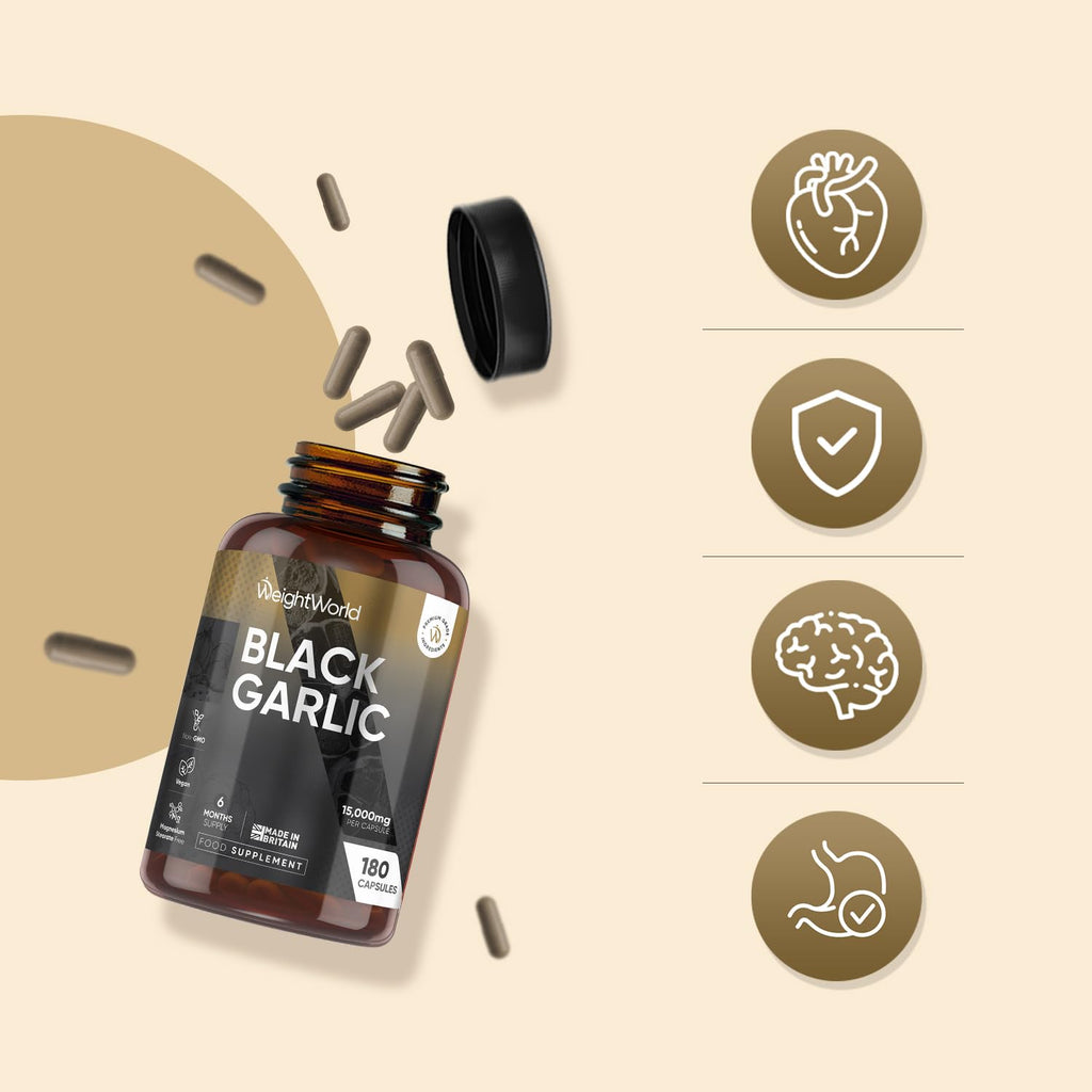 Black Garlic Capsules 15000mg | 6 Months Supply | 180 Capsules