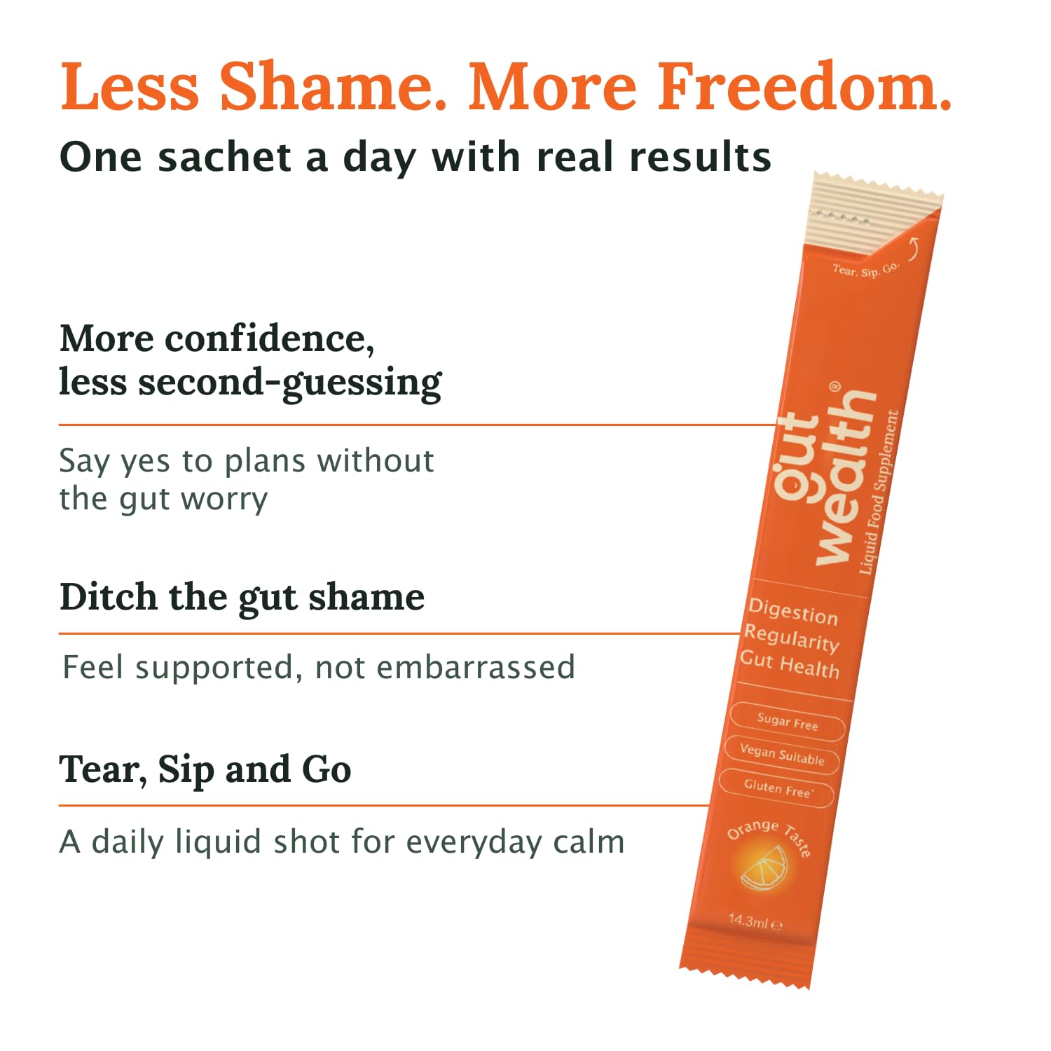 Gut Wealth 4 Week Orange Daily Sachets for Gut Health, Digestion & IBS