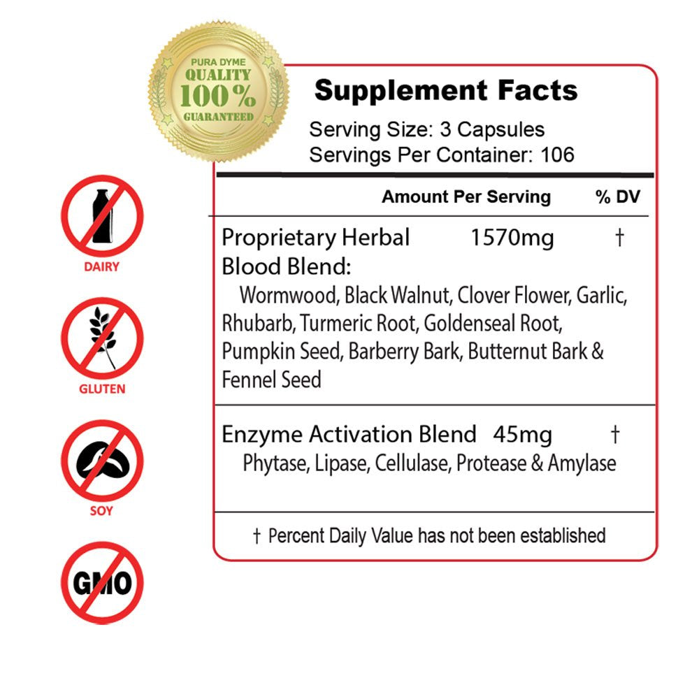 PuraDyme - Herbal Blood - Herbs in My Blood - 320 Capsules