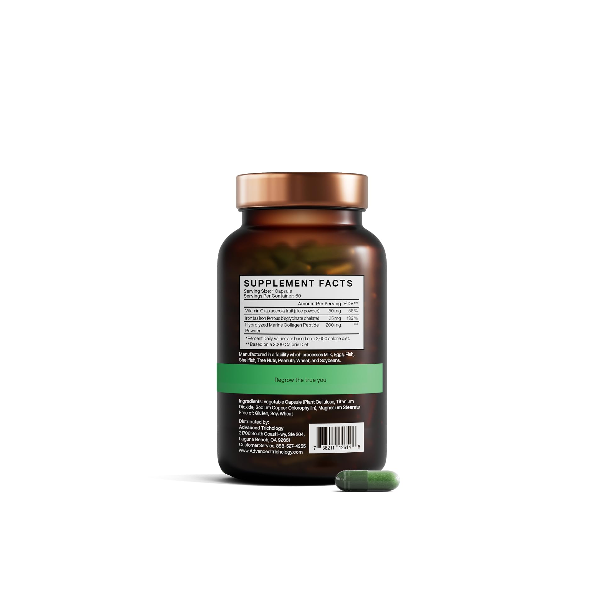 DermaIRON Iron Supplement for Women & Men – Gentle Iron for Low Ferritin & Anemia Support, Hair Thinning & Hair Loss Support, with Collagen & Vitamin C