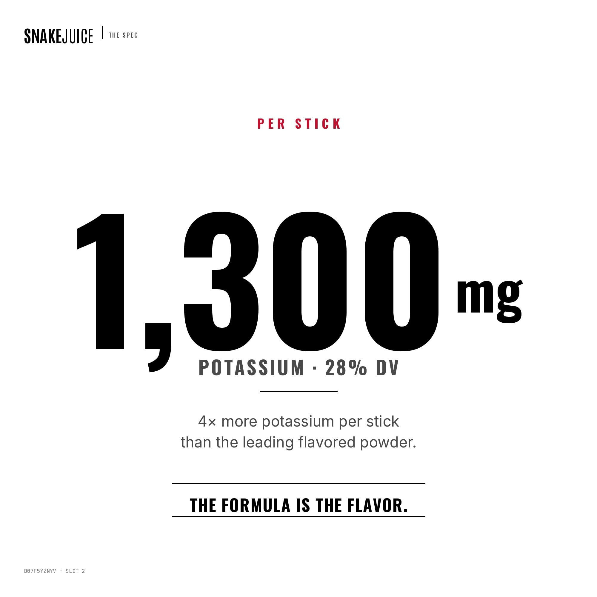 SNAKE Juice Electrolyte Powder, Unflavored, 5 Ingredients, 1,300mg Potassium per Stick, 1,045mg Sodium, 100mg Magnesium, No Sugar, No Sweeteners, No Dyes, Hydration & Recovery, 30 Stick Packs