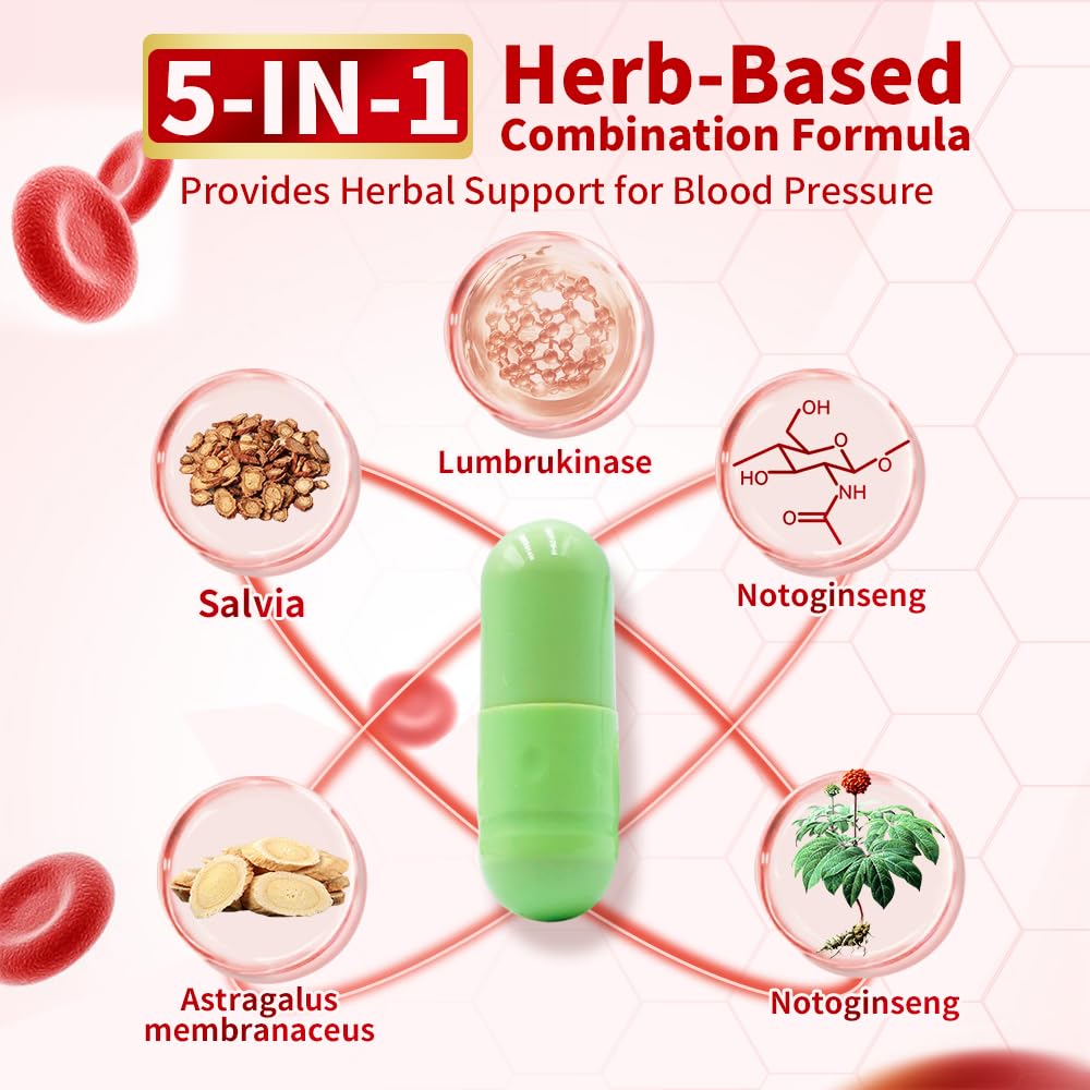 Sino-Sci Vessel Clean, Blood Pressure Support Supplement, for Healthy Vascular & Metabolism, 72 Caps (1 Bottle)
