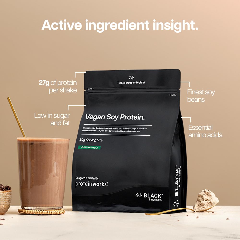 Protein Works | Vegan Soy Protein - Black, Vanilla Crème, 16 Servings, 500g