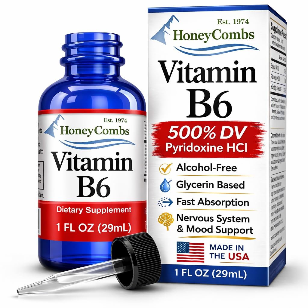 Vitamin B6 Liquid Drops, Pyridoxine HCl Supplement, 1oz