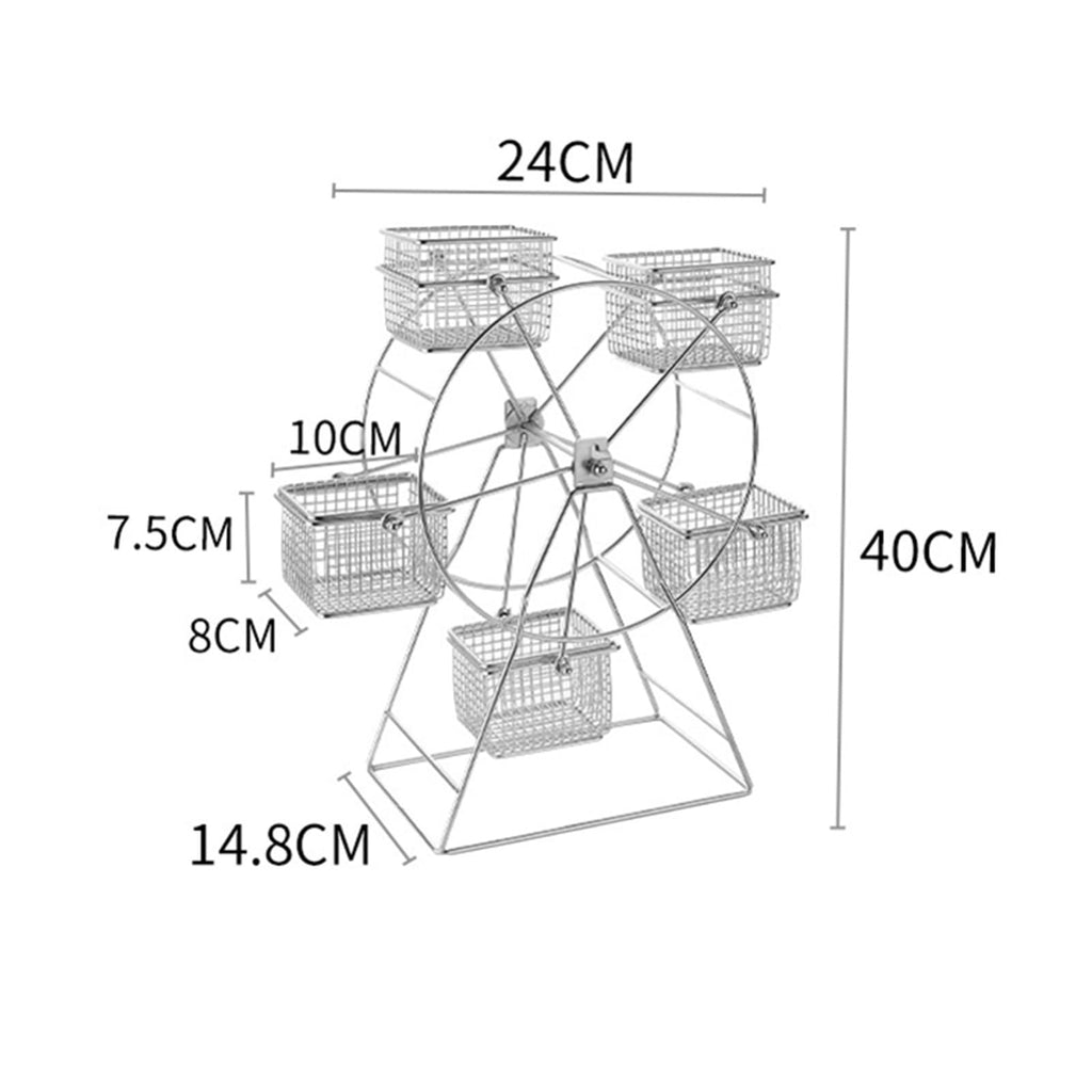 ASkinds Ferris Wheel Rotating Snack Serving Tray for French Fries, Fried Chicken, Dessert Carrier, Fried Food Display Stand for Carnival and Circus Theme Party Wedding Party Furnishing(Silvery)