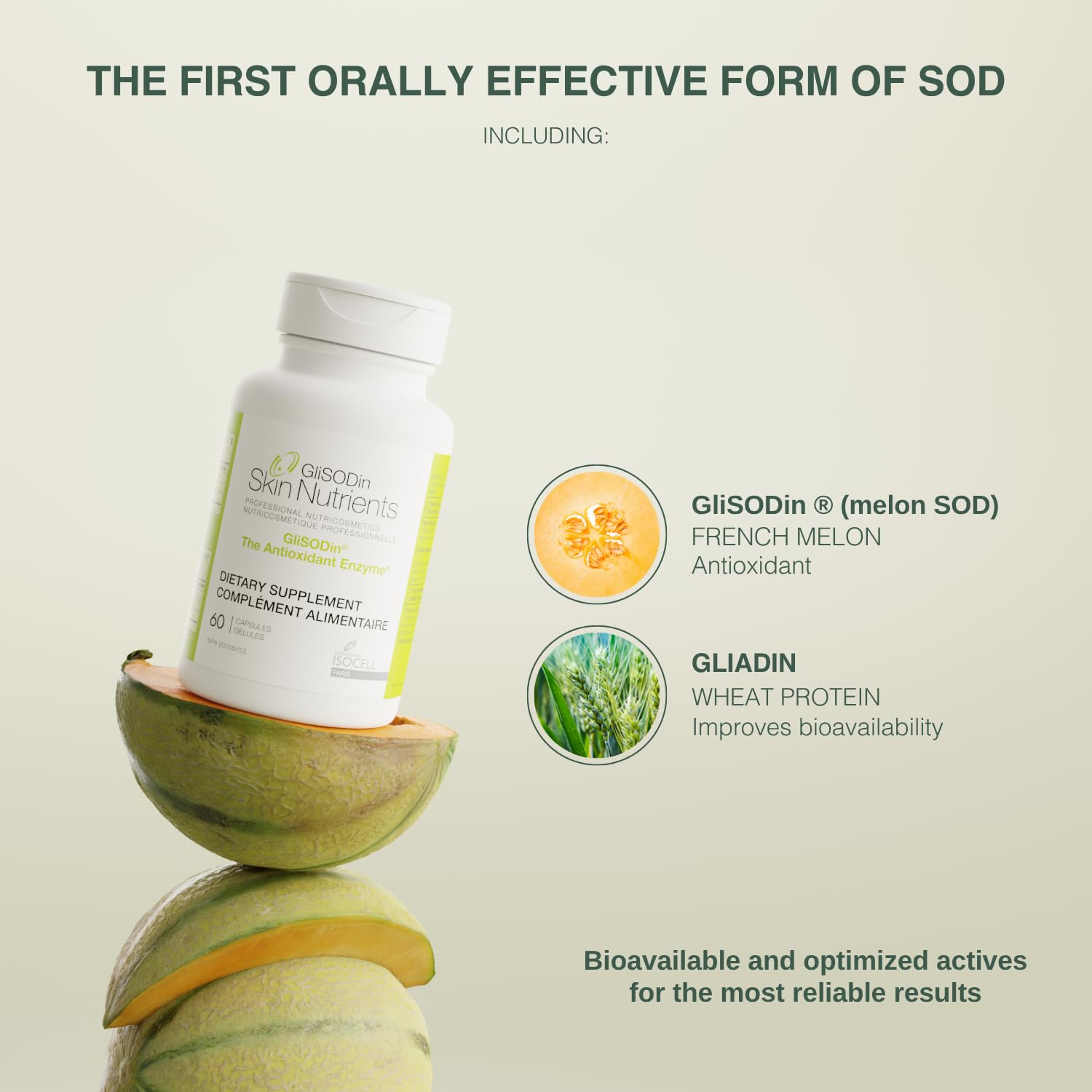 GliSODin Skin Nutrients The Antioxidant Enzyme - Reduces Oxidative Stress - 60 Capsules – 1 Month Supply