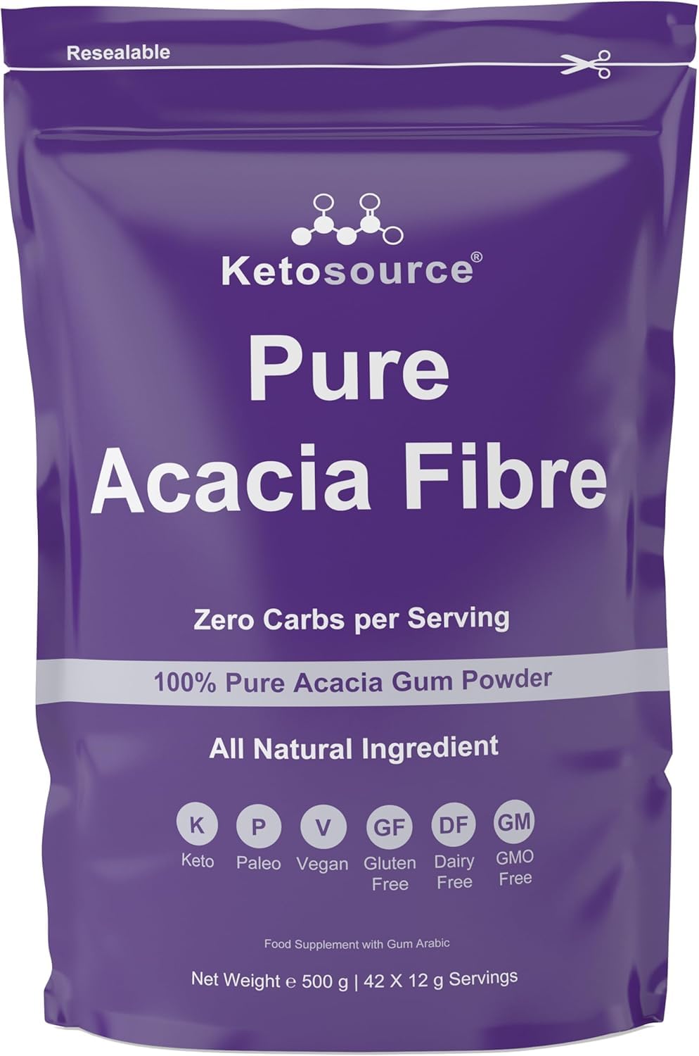 Pure Acacia Fibre | 0g Net Carb & Zero Calorie | Soluble Fibre | 500g Pouch
