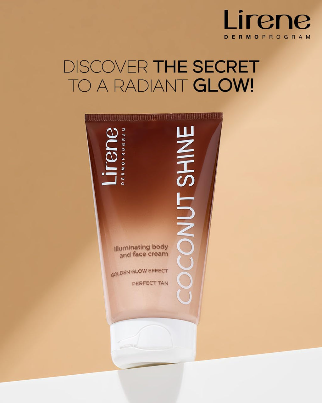 Lirene PERFECT TAN Illuminating Golden Body & Face Cream – Vegan, 150ml – Coconut Shine, Hydrating & Radiance-Boosting Lotion for Every Complexion