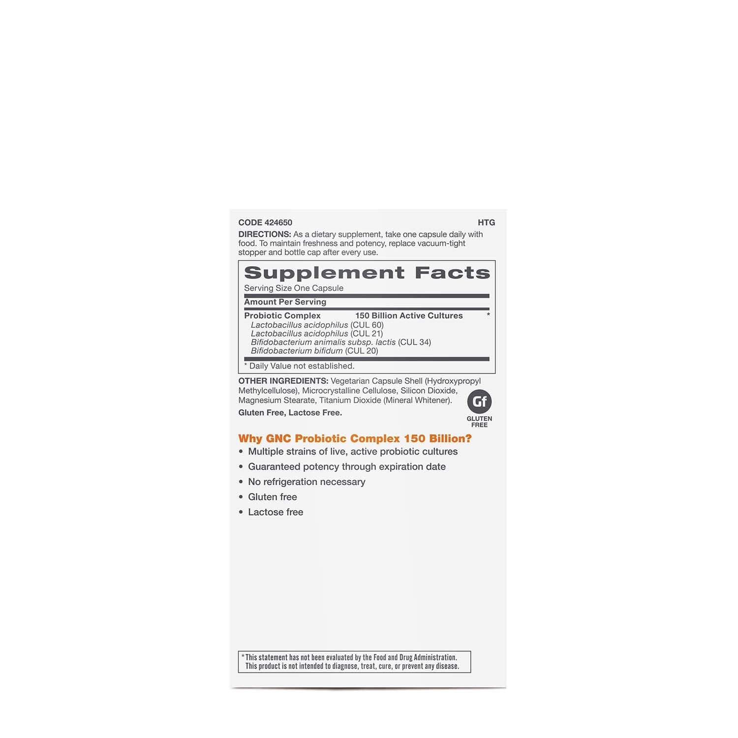 GNC Probiotic Complex Extra Strength with 150 Billion CFUs, 20 Capsules, Daily Probiotic Support