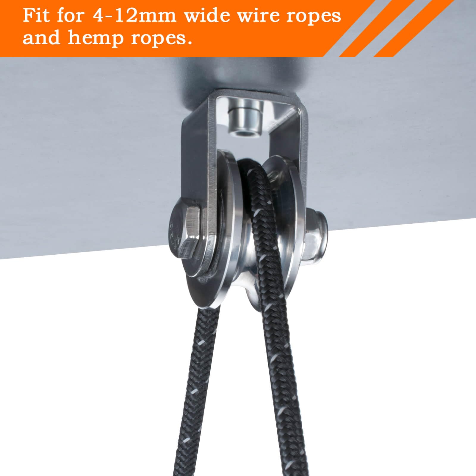 SHINICO Cable Pulley Wheel Heavy Duty Wall Mount, Duplex Bearings, Stainless Steel Rope Pulley for Pulley System, Sliding Gate, 1 Pack