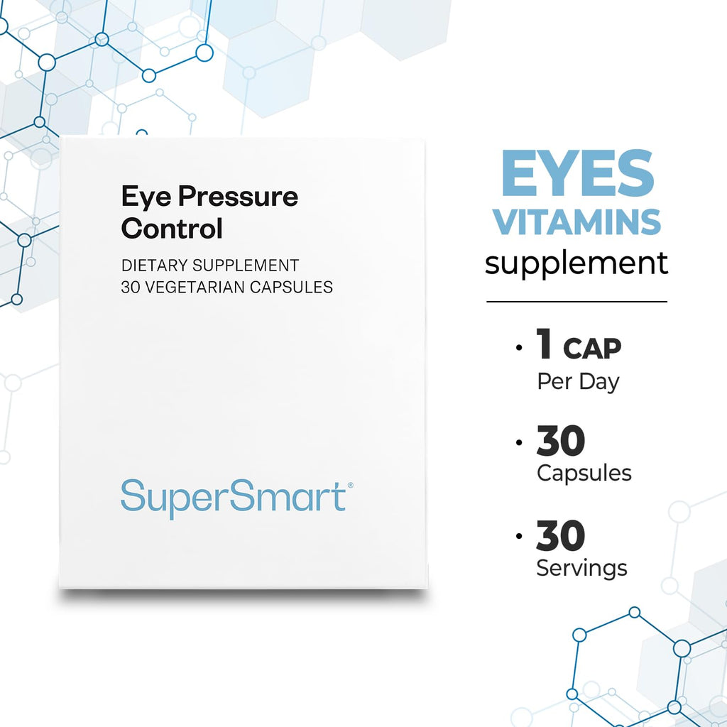 SuperSmart - Eye Pressure Control (Patented Ingredients) - with Mirtoselect Bilberry Extract & Pycnogenol Pine Bark Extract - Eyes Supplement | Non-GMO & Gluten Free - 30 Vegetarian Capsules