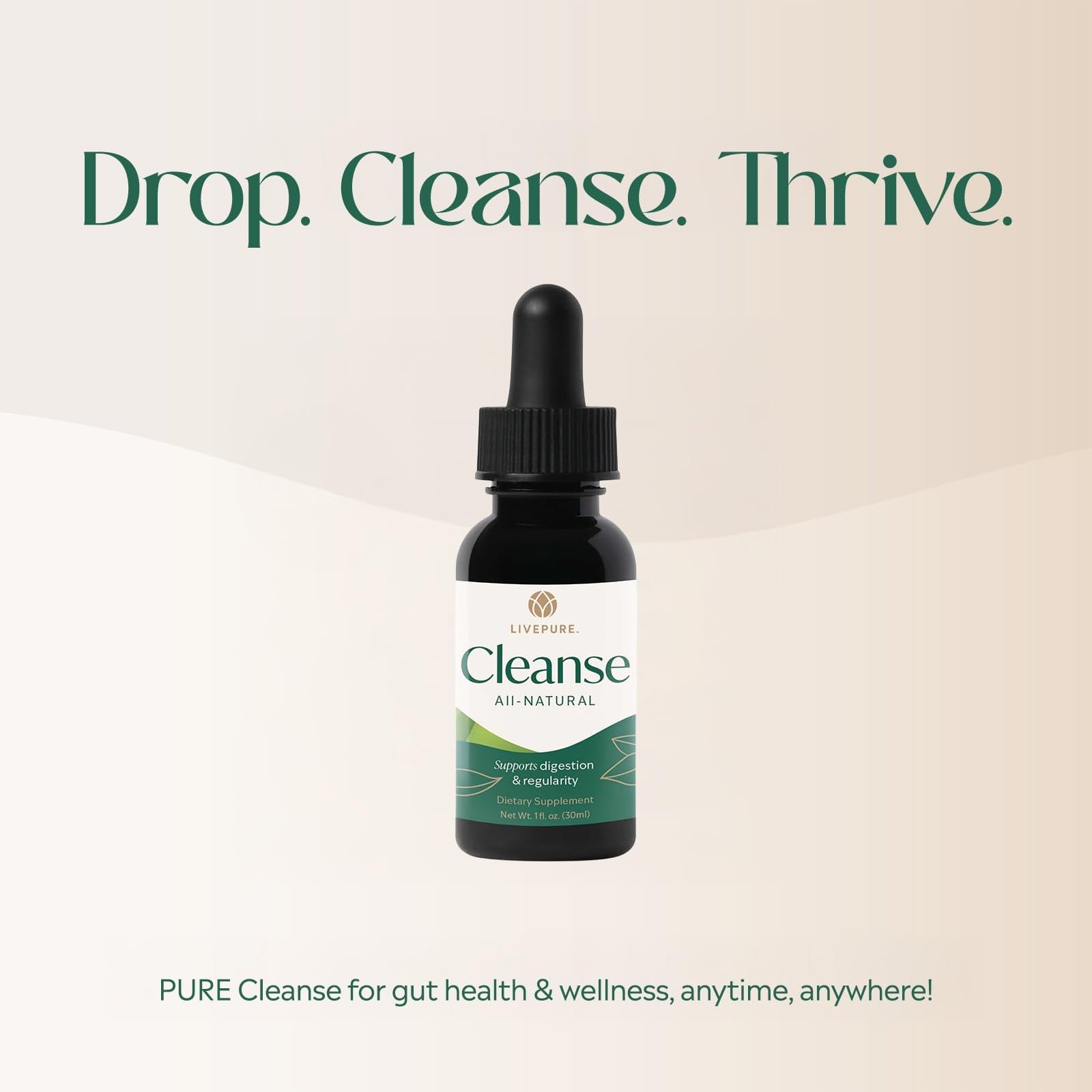 PURE Cleanse Liquid | Plant-Based Supplement Designed to Support Digestive Balance, Gut Health & Full-Body Wellness | Fast-Absorbing Herbal Formula | Vegan, Gluten-Free, Additive-Free | 1 fl oz