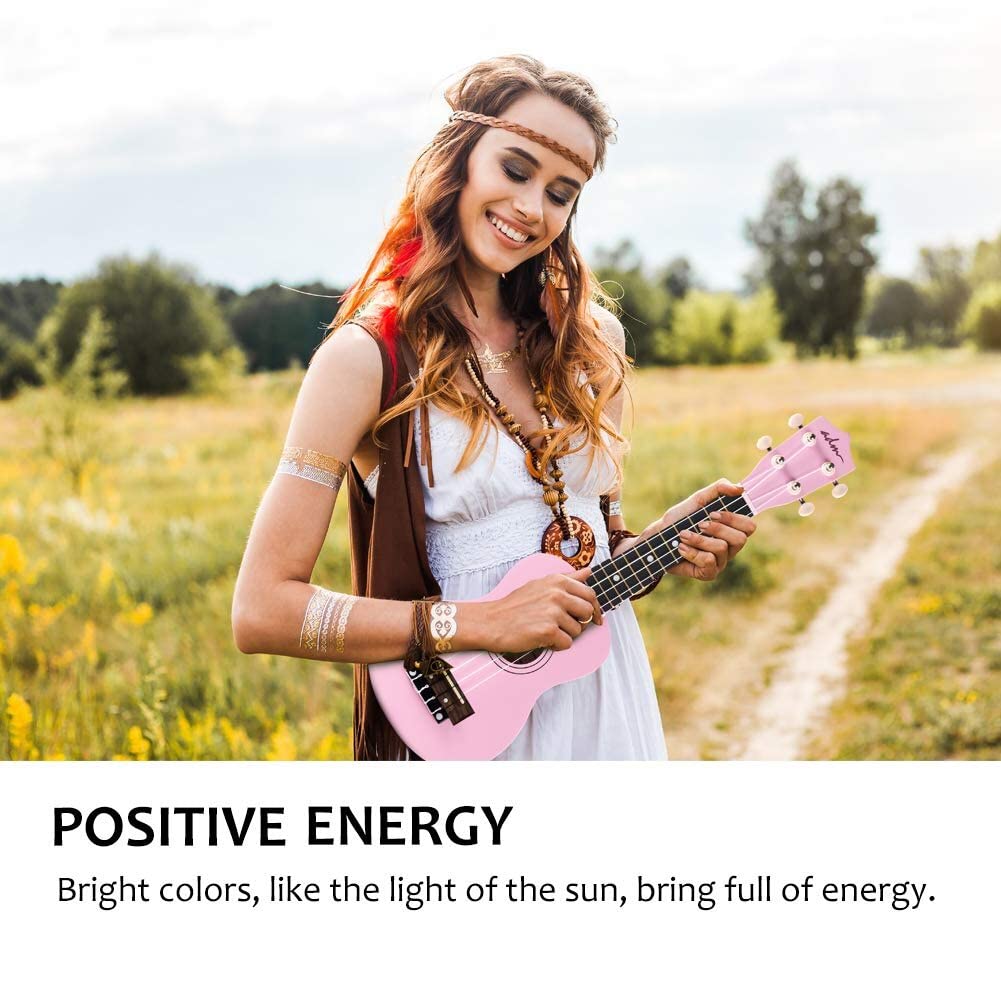 ADM Ukulele Beginner, Hawaiian Wood, Ukulele Kit, for Children, Adults, Students, Beginners, Ukalelee Professional Package, with Free Teaching Strap, Tuner