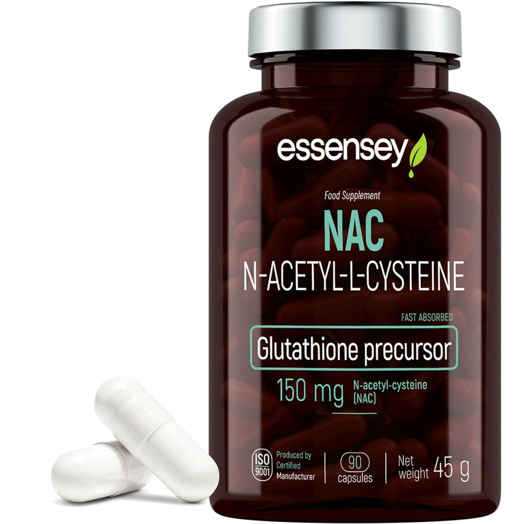Essensey NAC N-Acetylo - Amino Acid L-Cysteine 150mg Capsules - Premium Liver Health Support with Glutathione Precursor - Natural Detox Formula - 90 Vegetarian Capsules