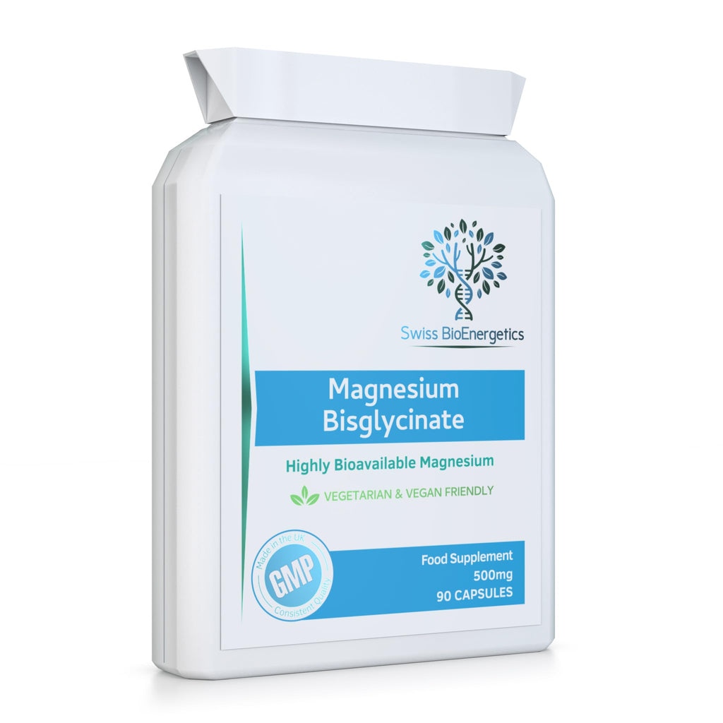 Magnesium Bisglycinate (Glycinate) 500mg - 90 Highly Bioavailable, Maximum Absorption Capsules for Better Sleep, Muscle and Nerve Support Vegan & UK Made