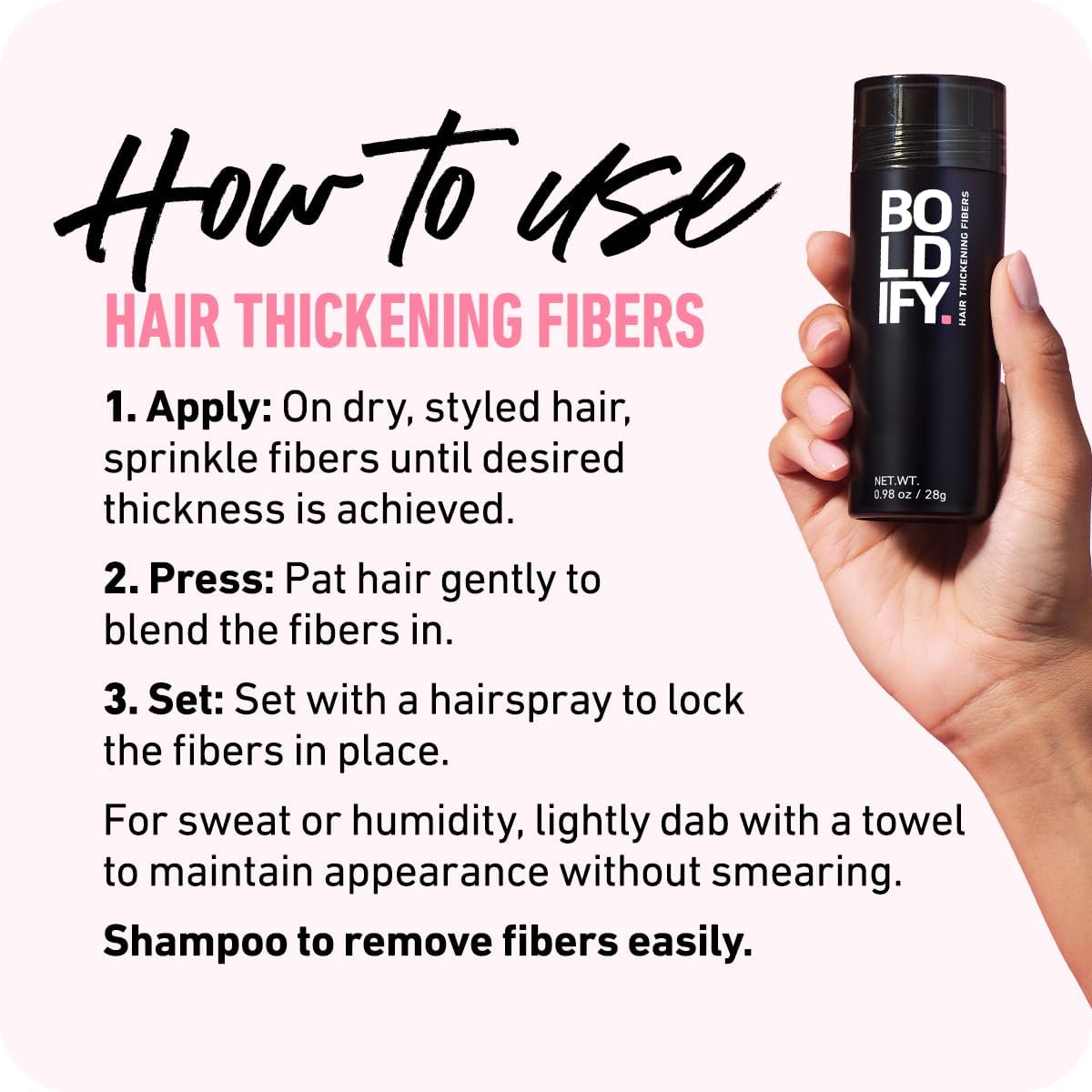 BOLDIFY Hair Fibers (56.5g) - Fill In Thinning and Fine Hair for an Instantly Fuller, Thicker Look - 14 Shades for Women & Men - Light Brown